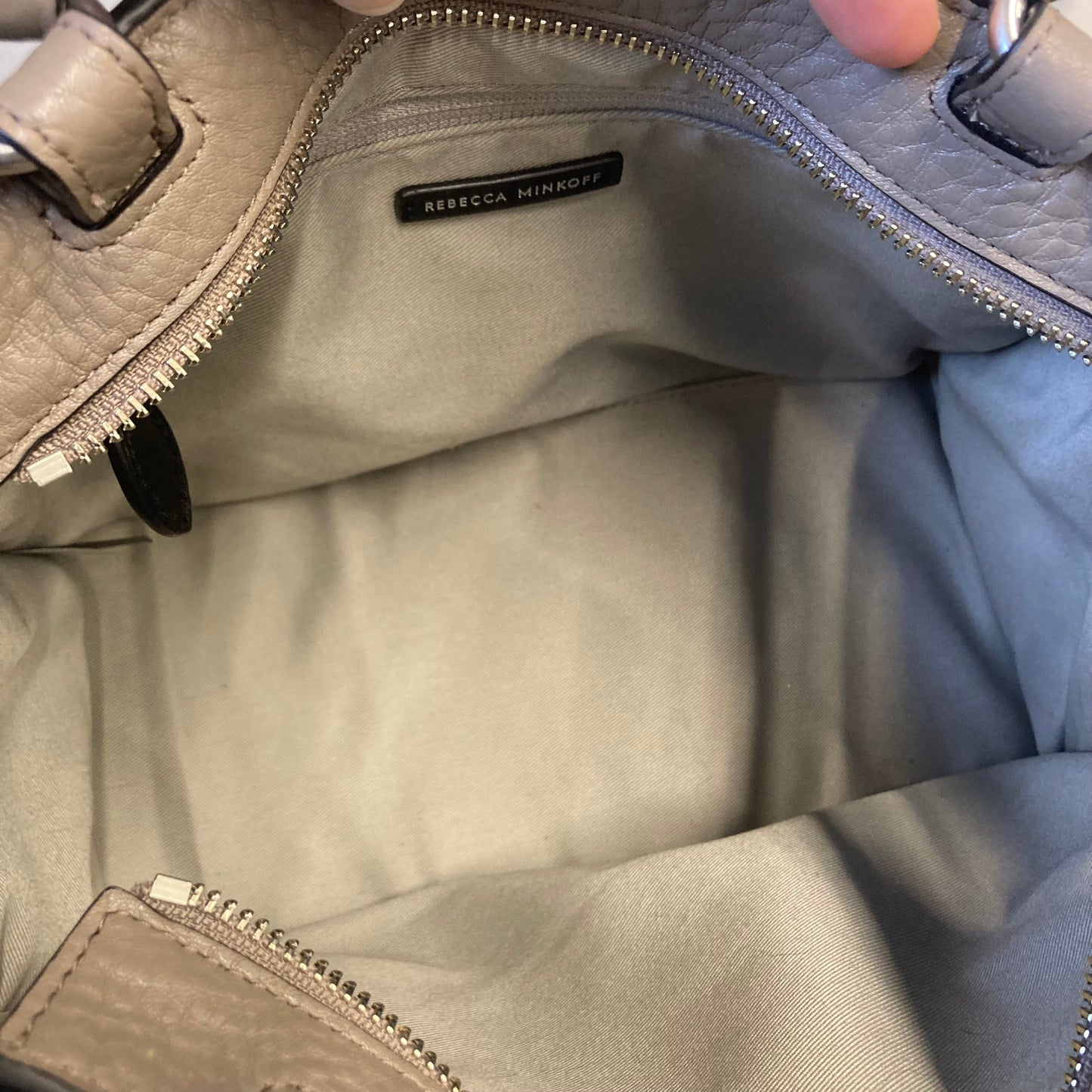 Handbag Designer By Rebecca Minkoff In Taupe, Size:Medium