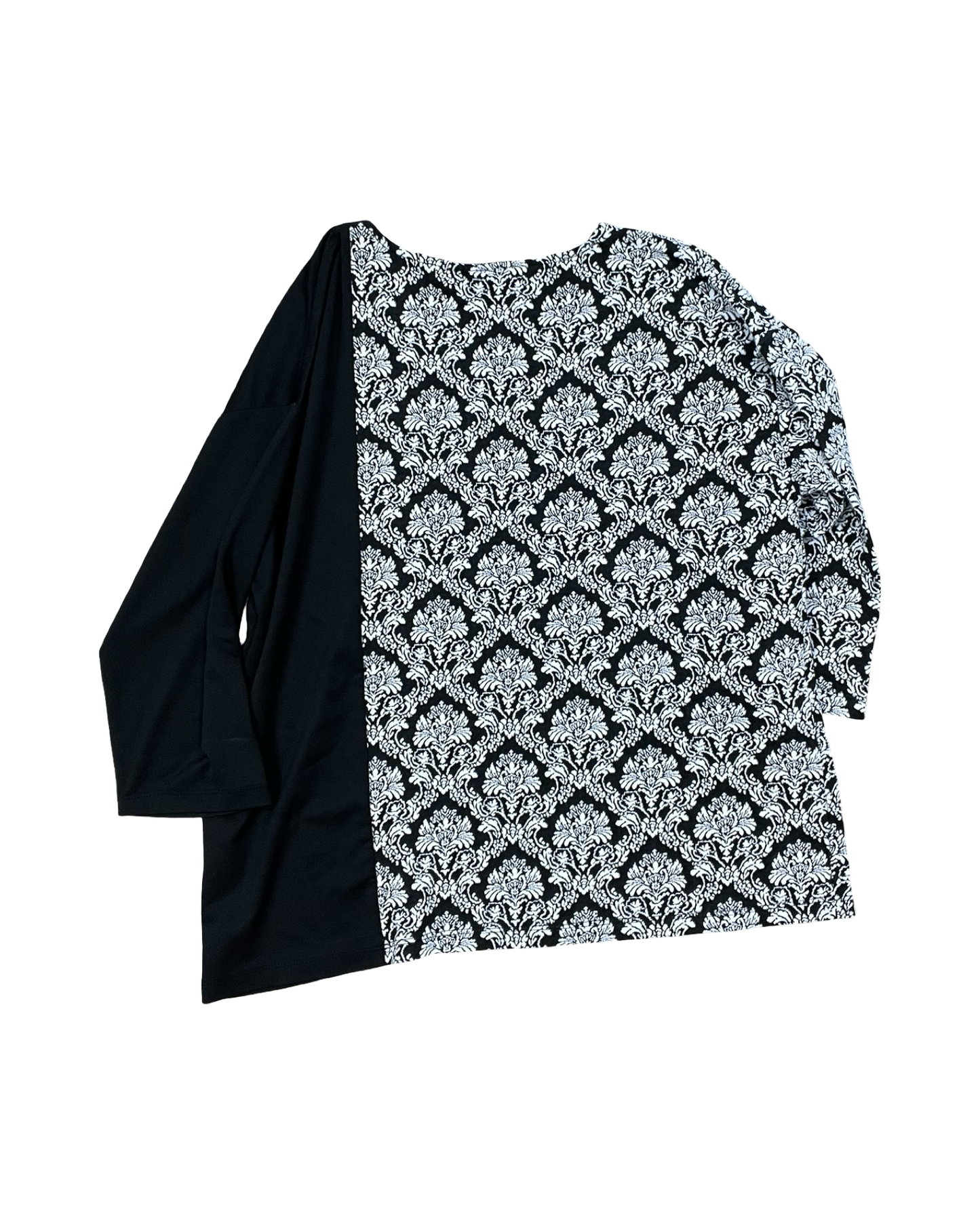 Top 3/4 Sleeve By Chicos In Black & White, Size:L