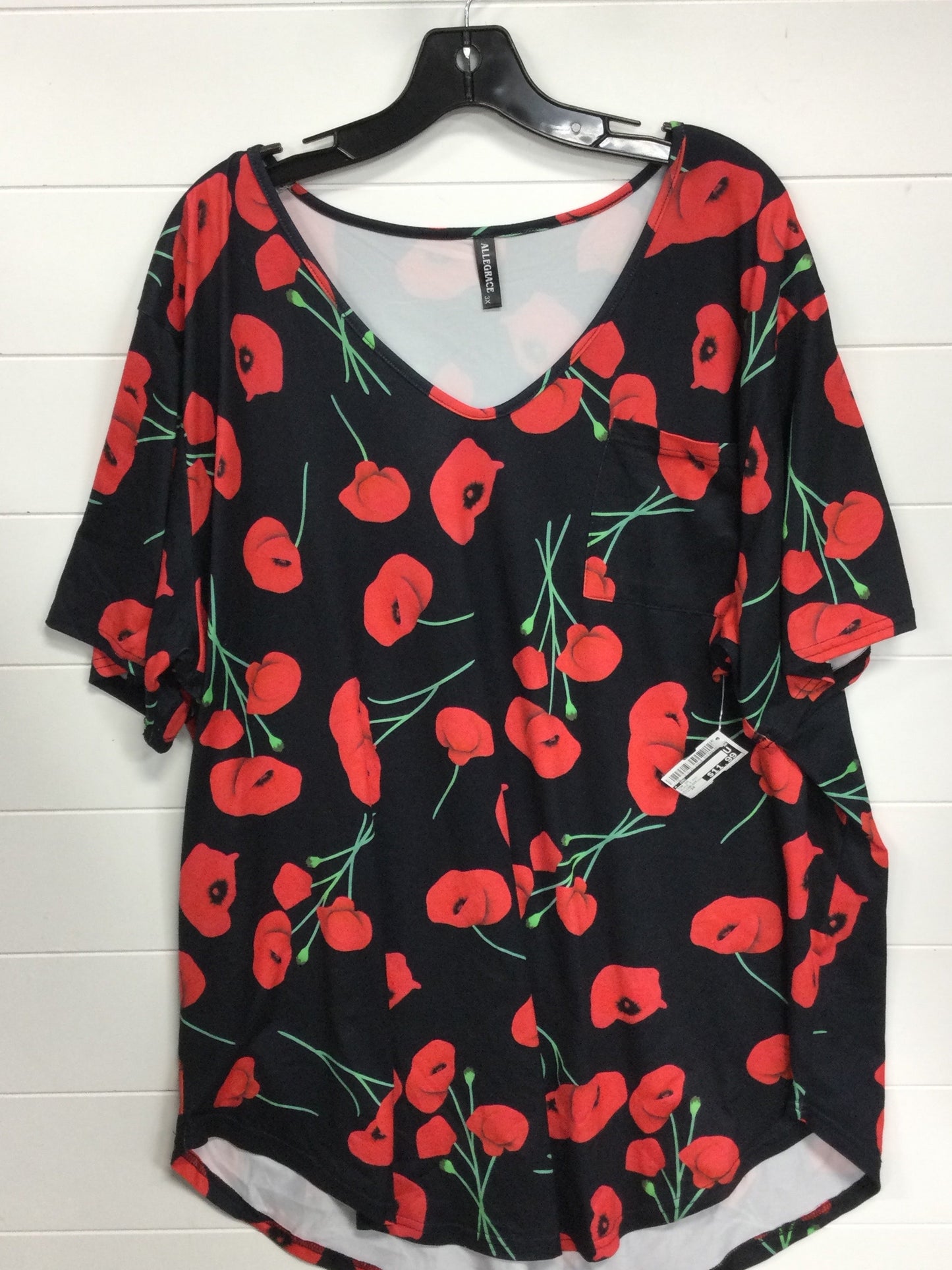 Top Ss By Cmc In Black & Red, Size:3X