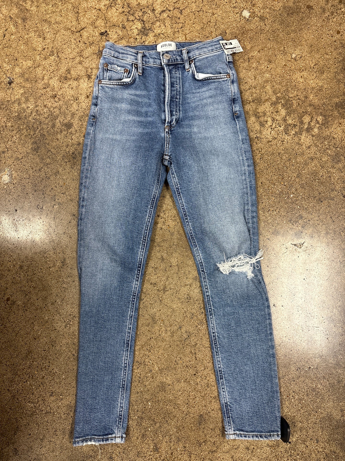 Jeans Skinny By Agolde In Blue Denim, Size:0