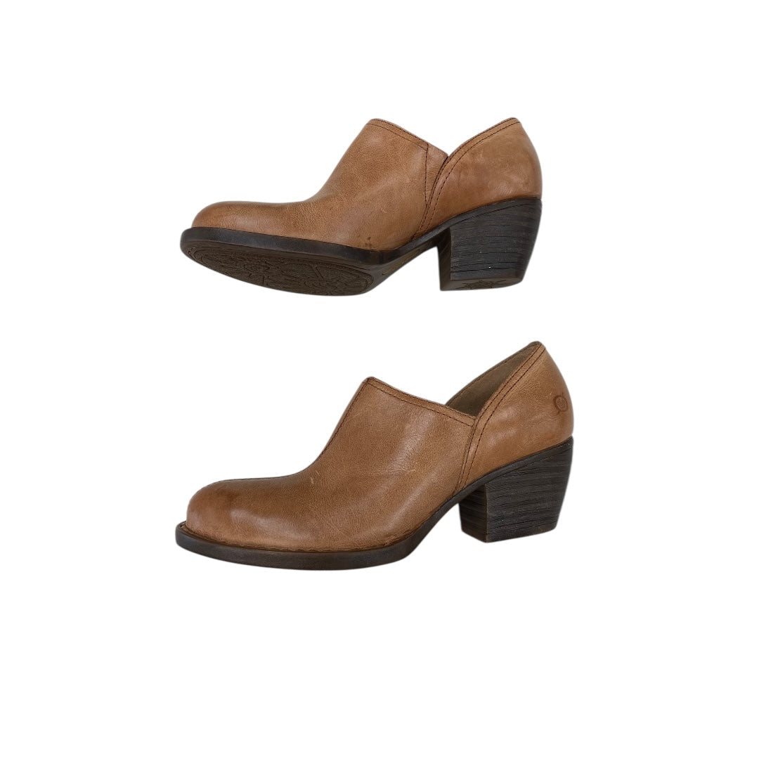 Boots Ankle Heels By Born In Brown, Size:8.5