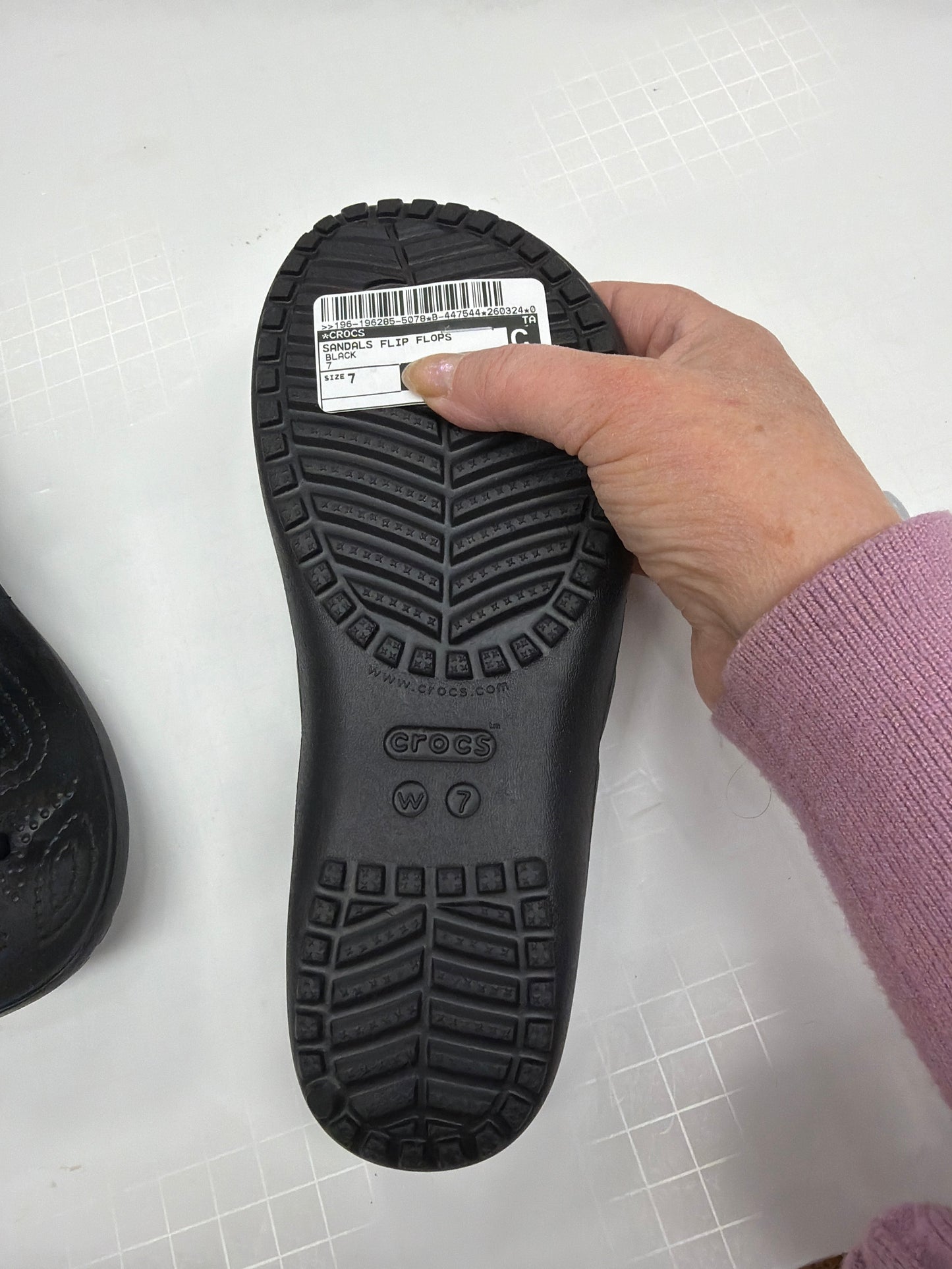Sandals Flip Flops By Crocs In Black, Size:7