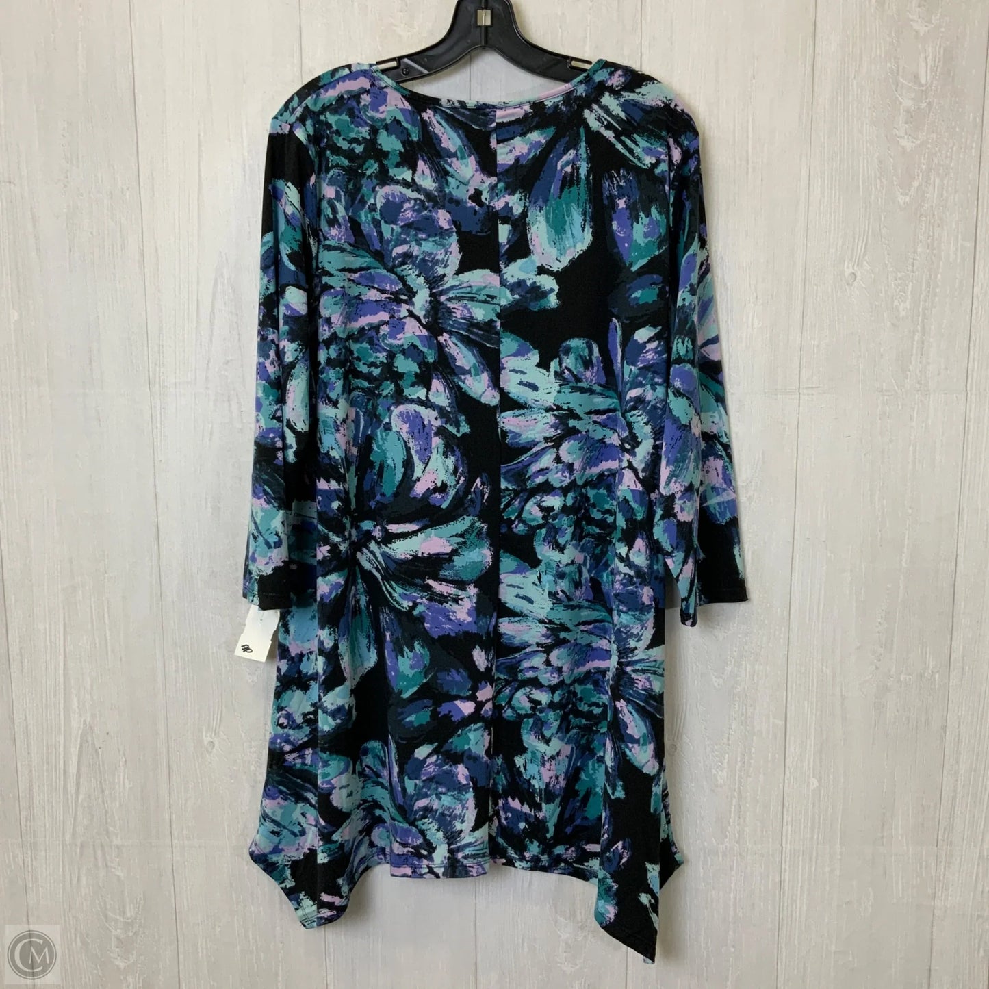 Top 3/4 Sleeve By Clothes Mentor In Black & Blue, Size: 2x