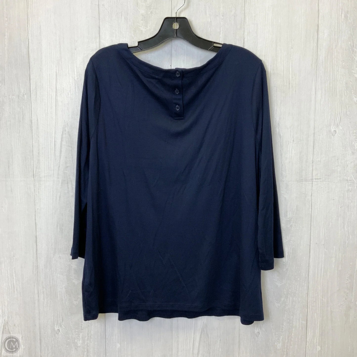 Top 3/4 Sleeve Basic By Talbots In Navy, Size: 1x