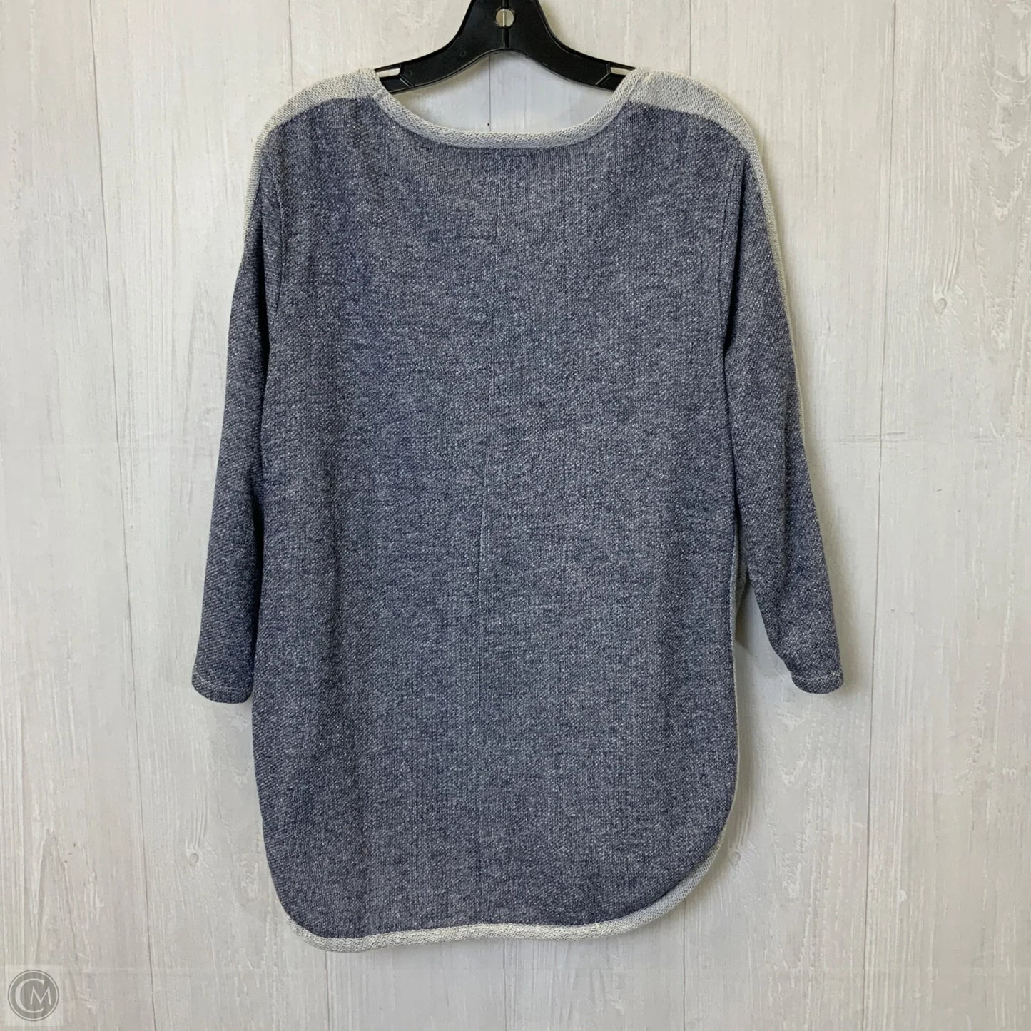 Top 3/4 Sleeve By Sunday In Blue & Grey, Size: 1x