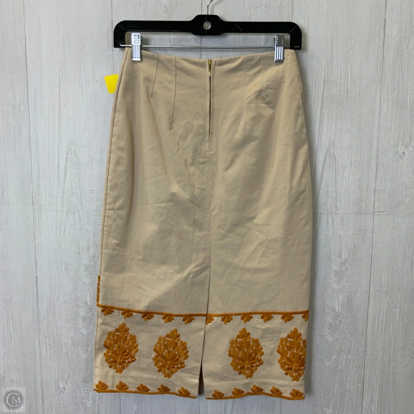 Skirt Midi By Anthropologie In Cream & Orange, Size: Xs