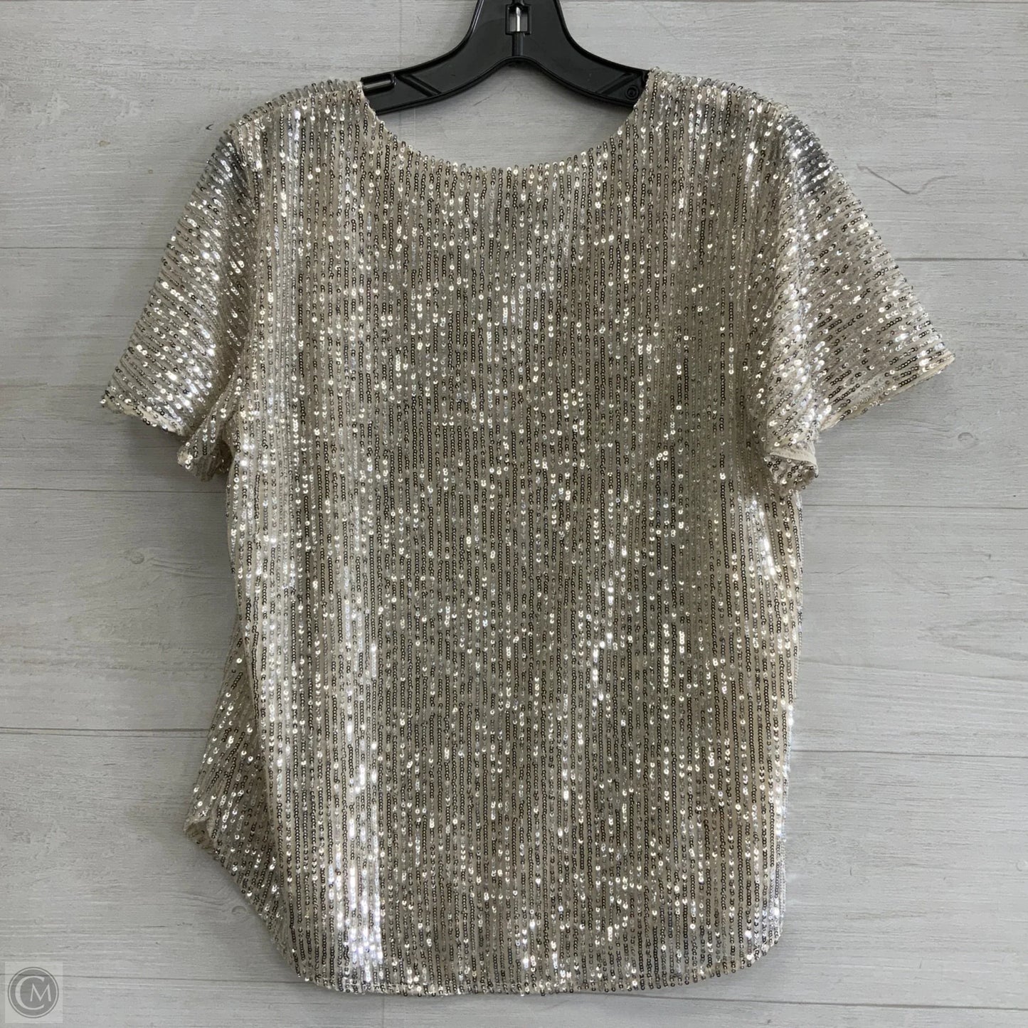 Blouse Short Sleeve By Loft In Cream & Silver, Size: S