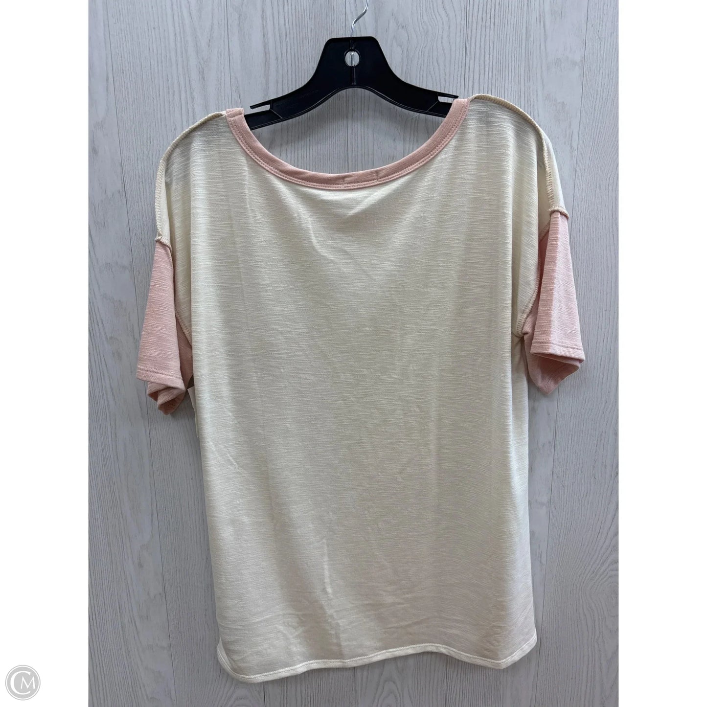 Top Short Sleeve By Bibi In Cream & Pink, Size: Xl