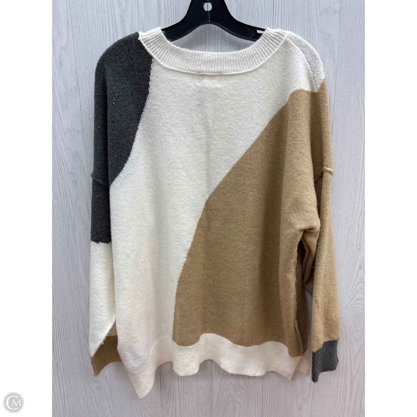 Sweater By Blu Pepper In Tan & White, Size: 1x