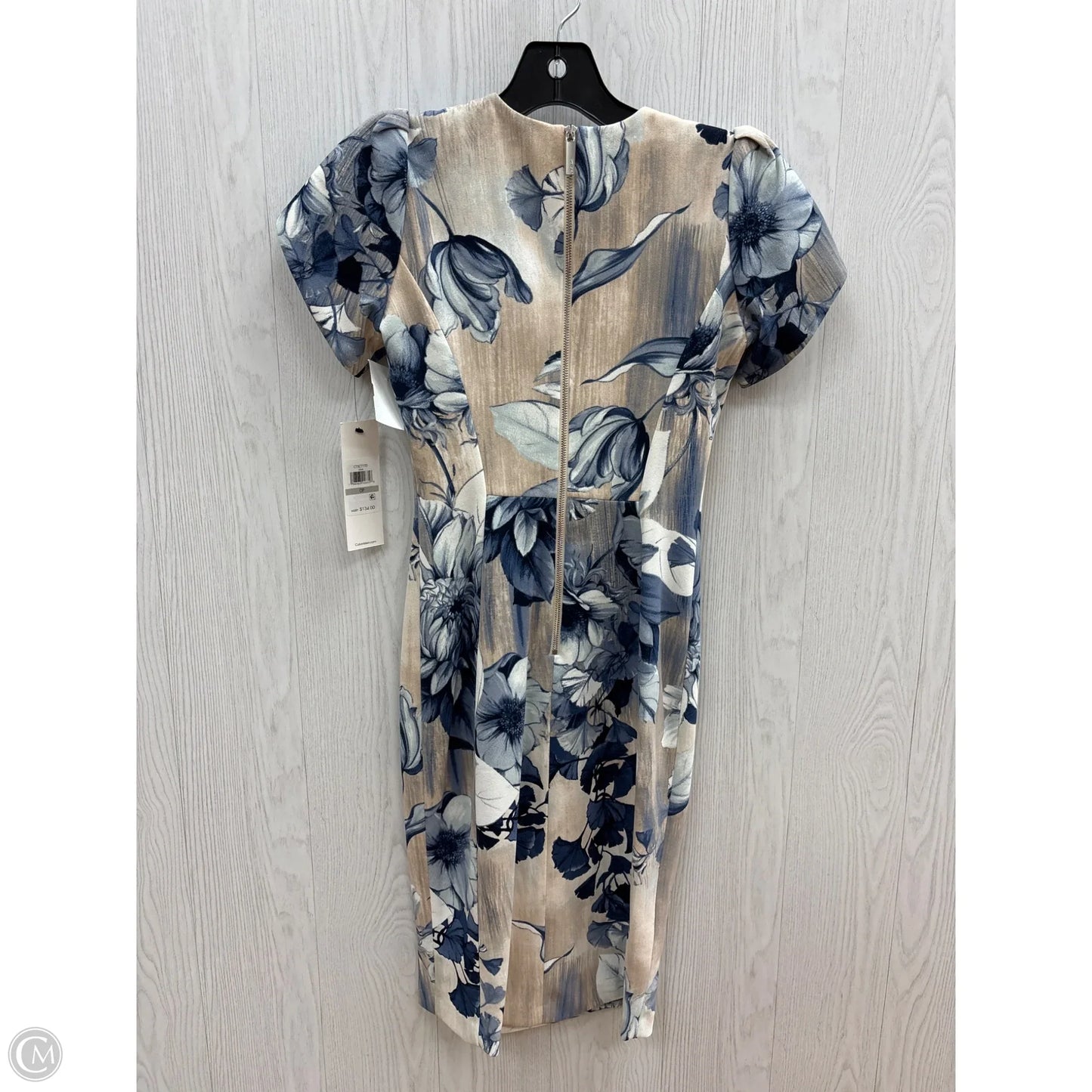 Dress Casual Short By Calvin Klein In Blue & Cream, Size: 0