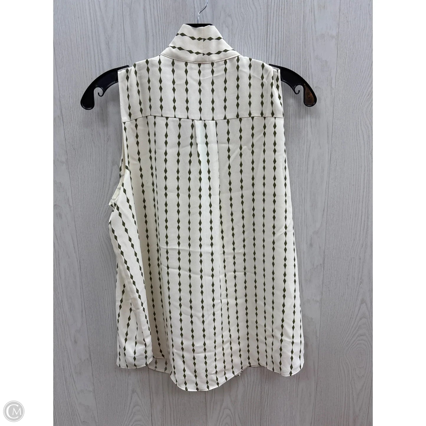 Top Sleeveless By Ann Taylor In Cream & Green, Size: Mp