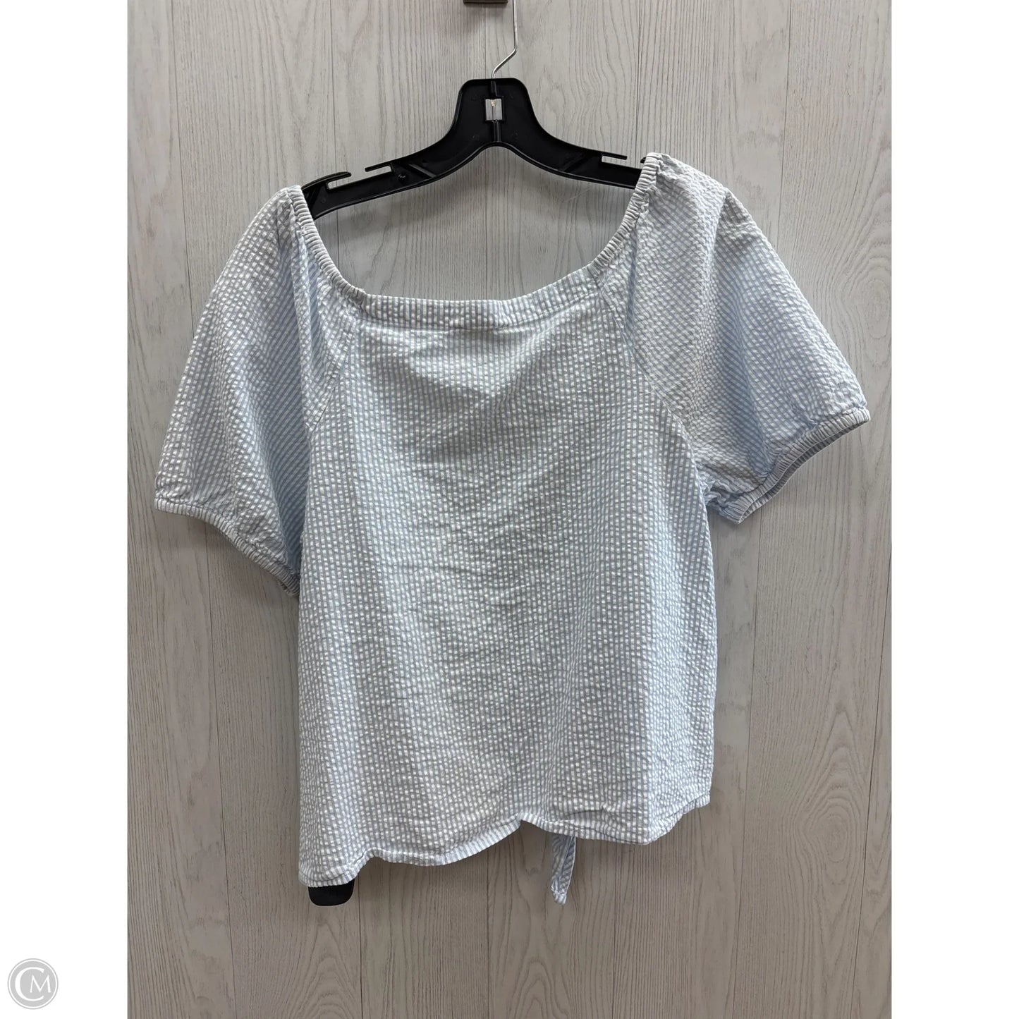 Top Short Sleeve By Loft In Blue & White, Size: L