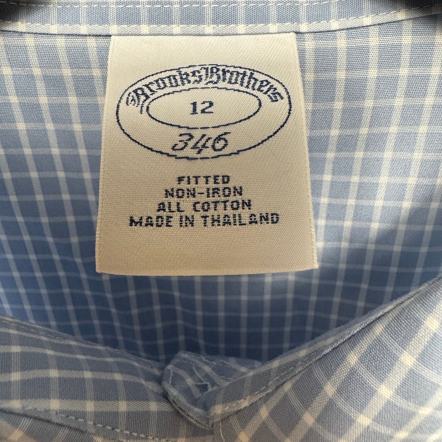 Fitted Top 3/4 Sleeve By Brooks Brothers In Checkered Pattern, Size: 12