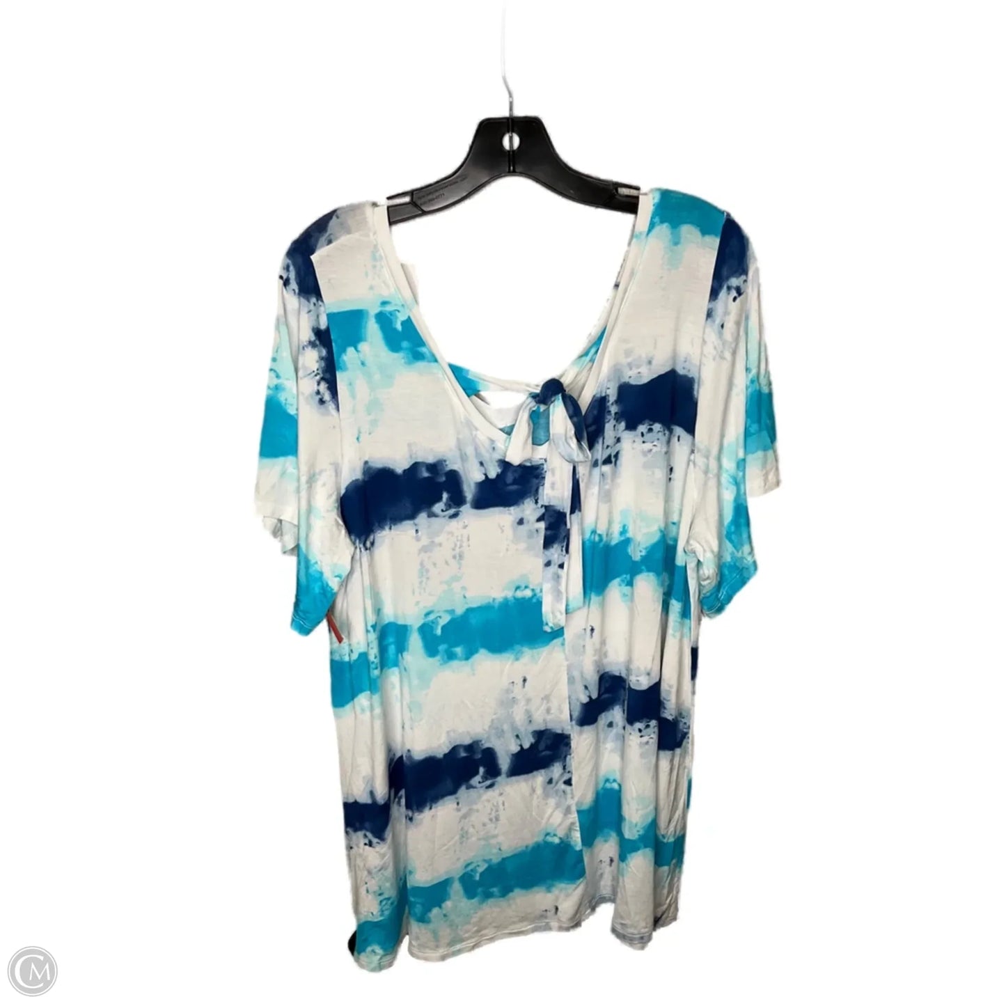 Top Short Sleeve By Lane Bryant In Blue & White, Size: 2x