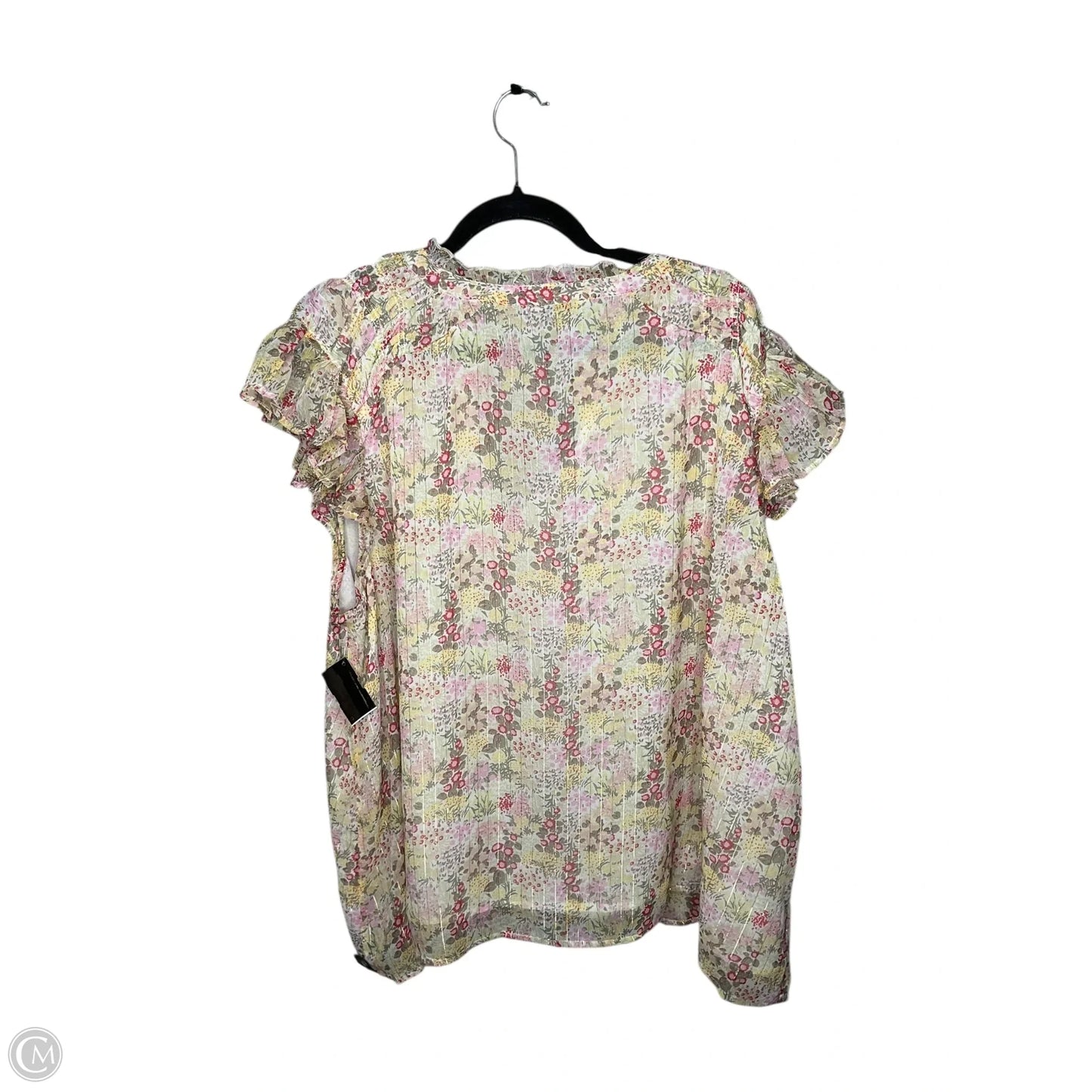 Top Short Sleeve By Lucky Brand In Floral Print, Size: 3x