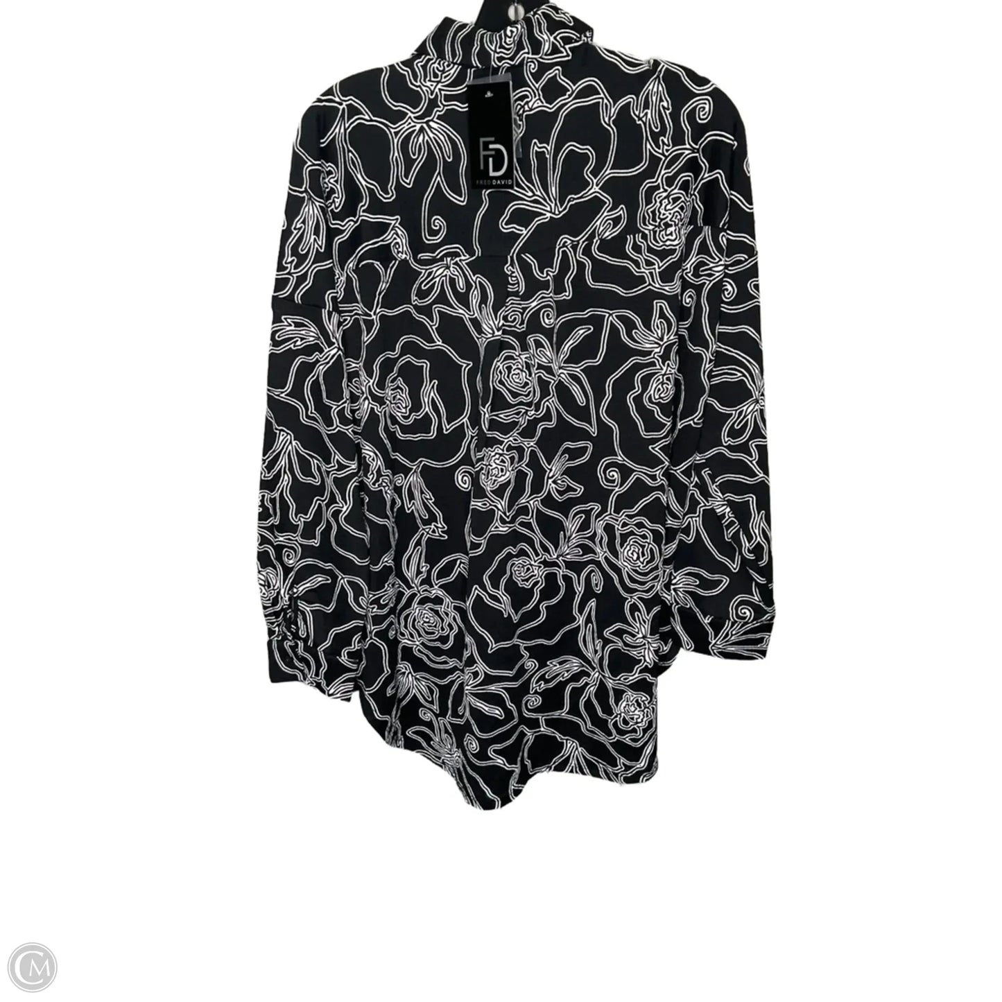 Top Long Sleeve By Fred David In Black & White, Size: S