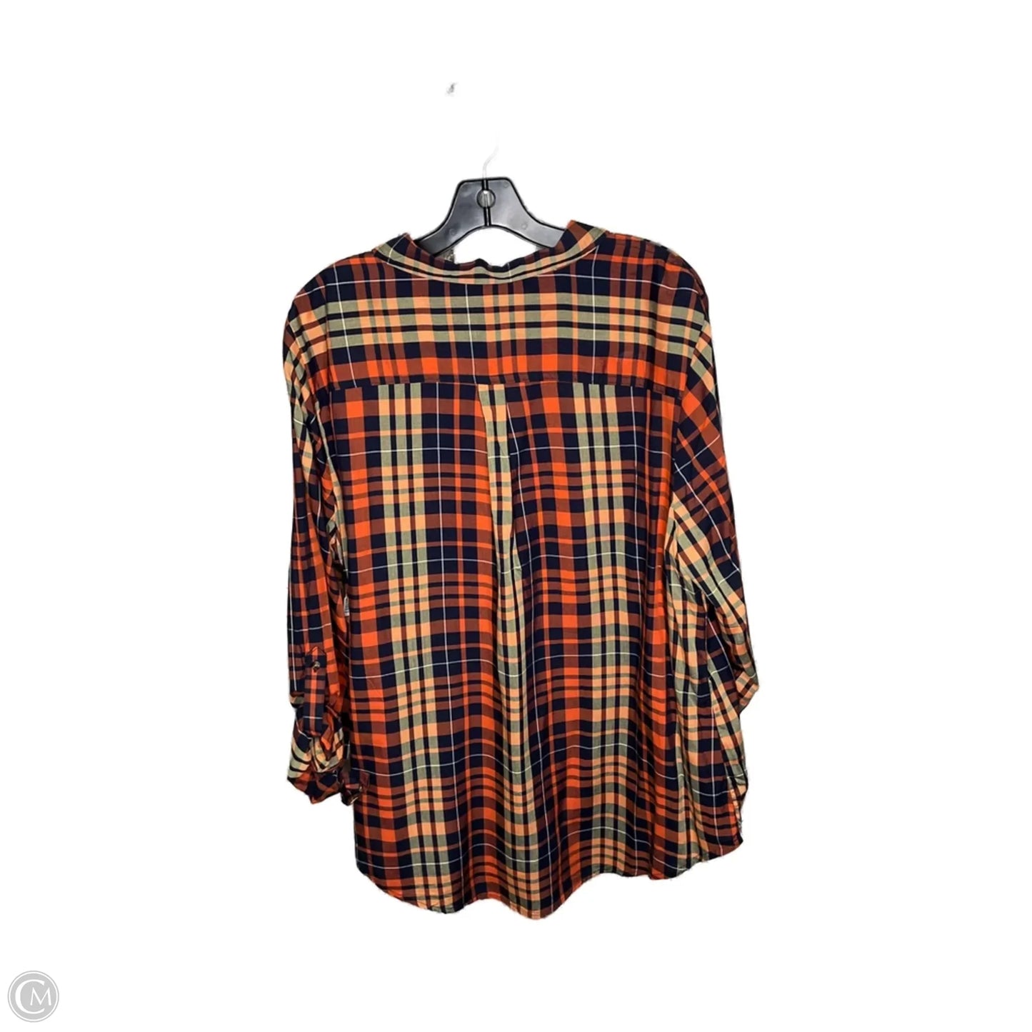 Top Long Sleeve By Cato In Plaid Pattern, Size: 18