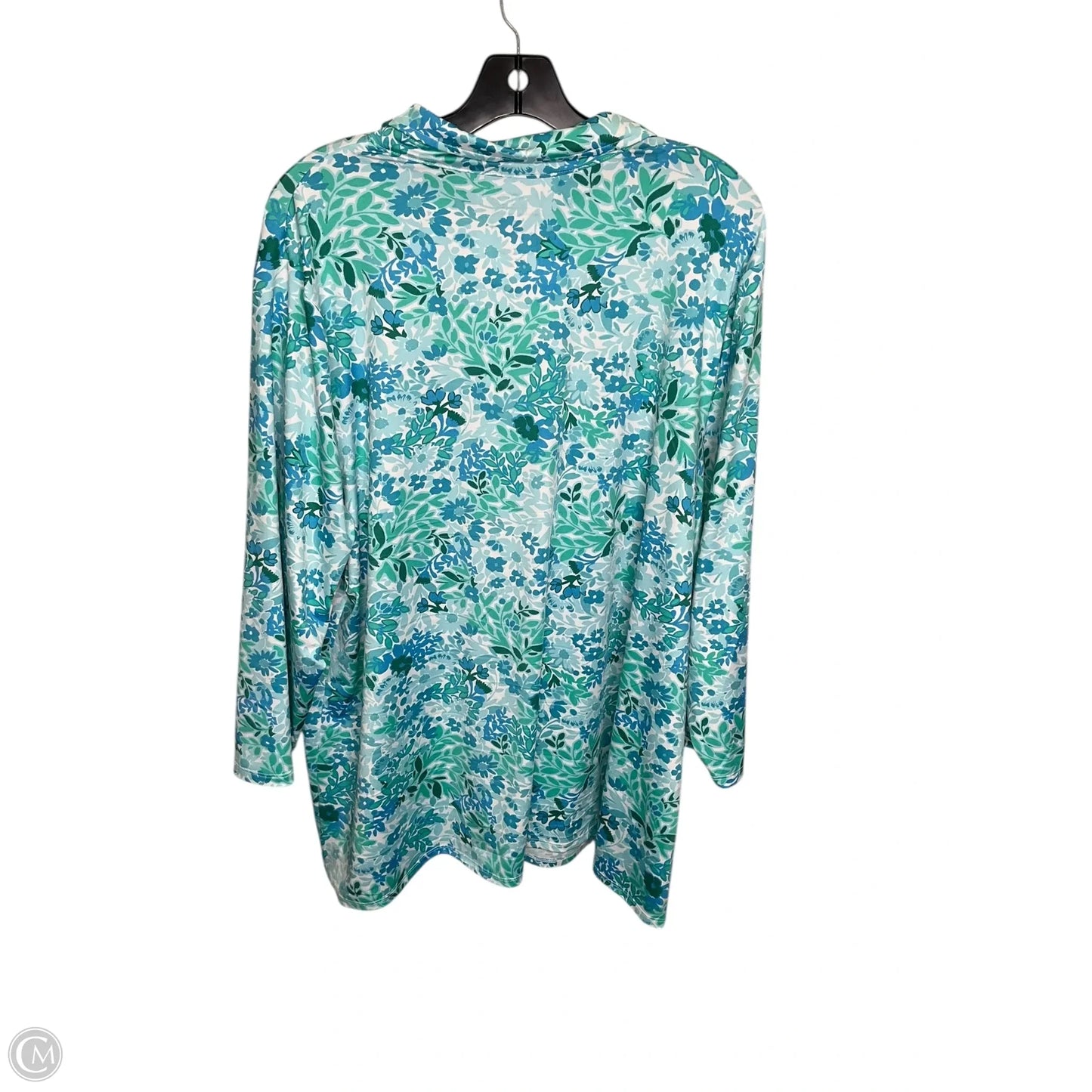 Top Long Sleeve By Croft And Barrow In Blue & Green, Size: 2x