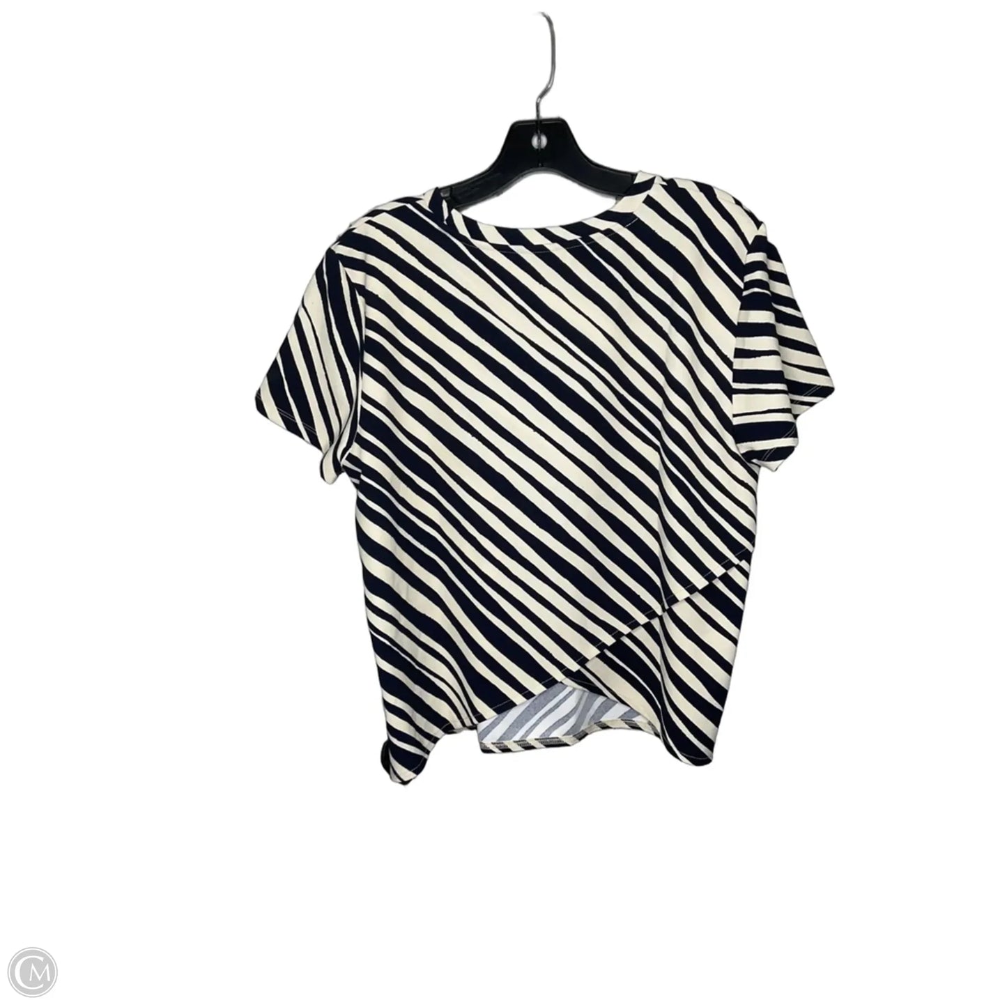 Top Short Sleeve By Ann Taylor In Striped Pattern, Size: L