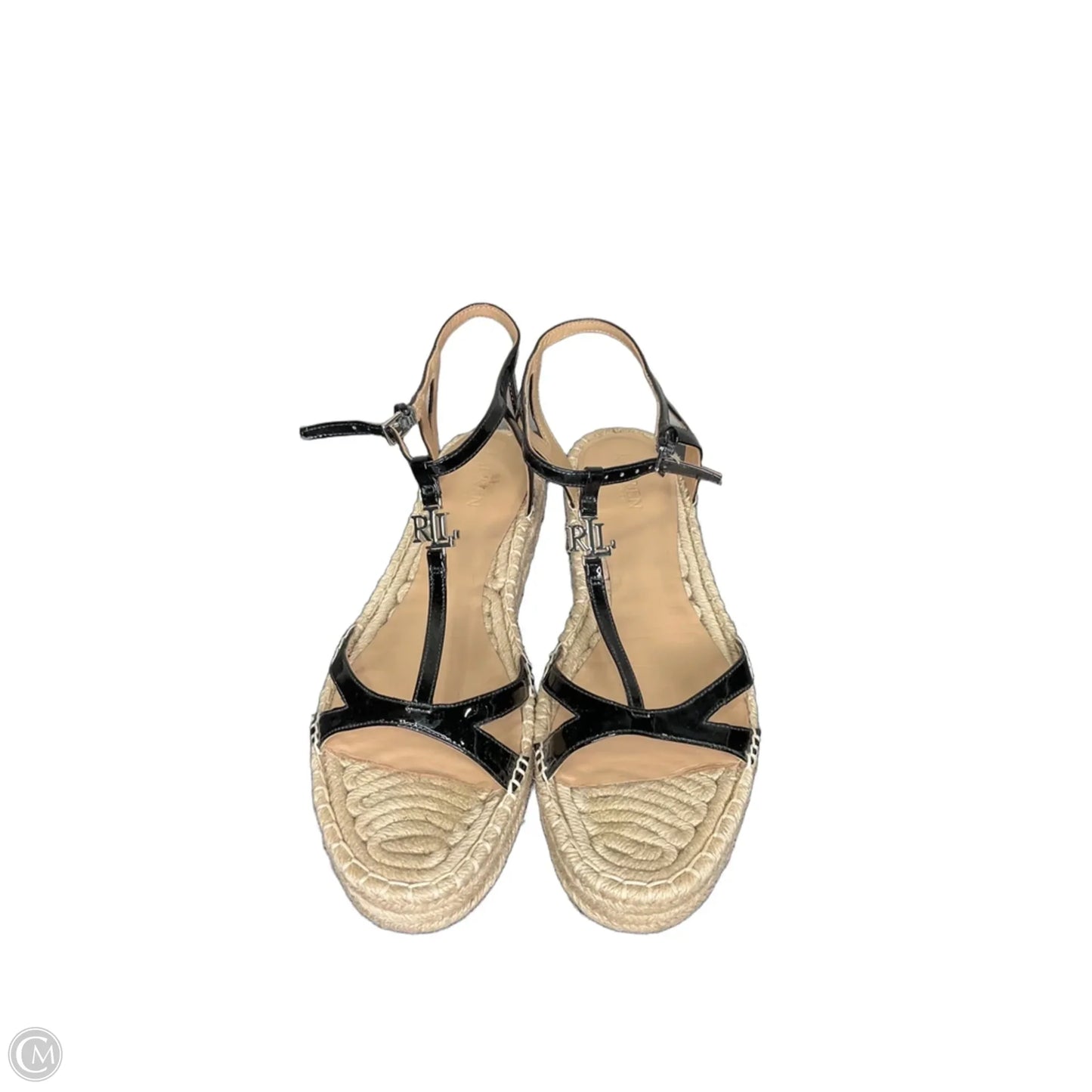 Sandals Heels Platform By Lauren By Ralph Lauren In Black & Tan, Size: 9