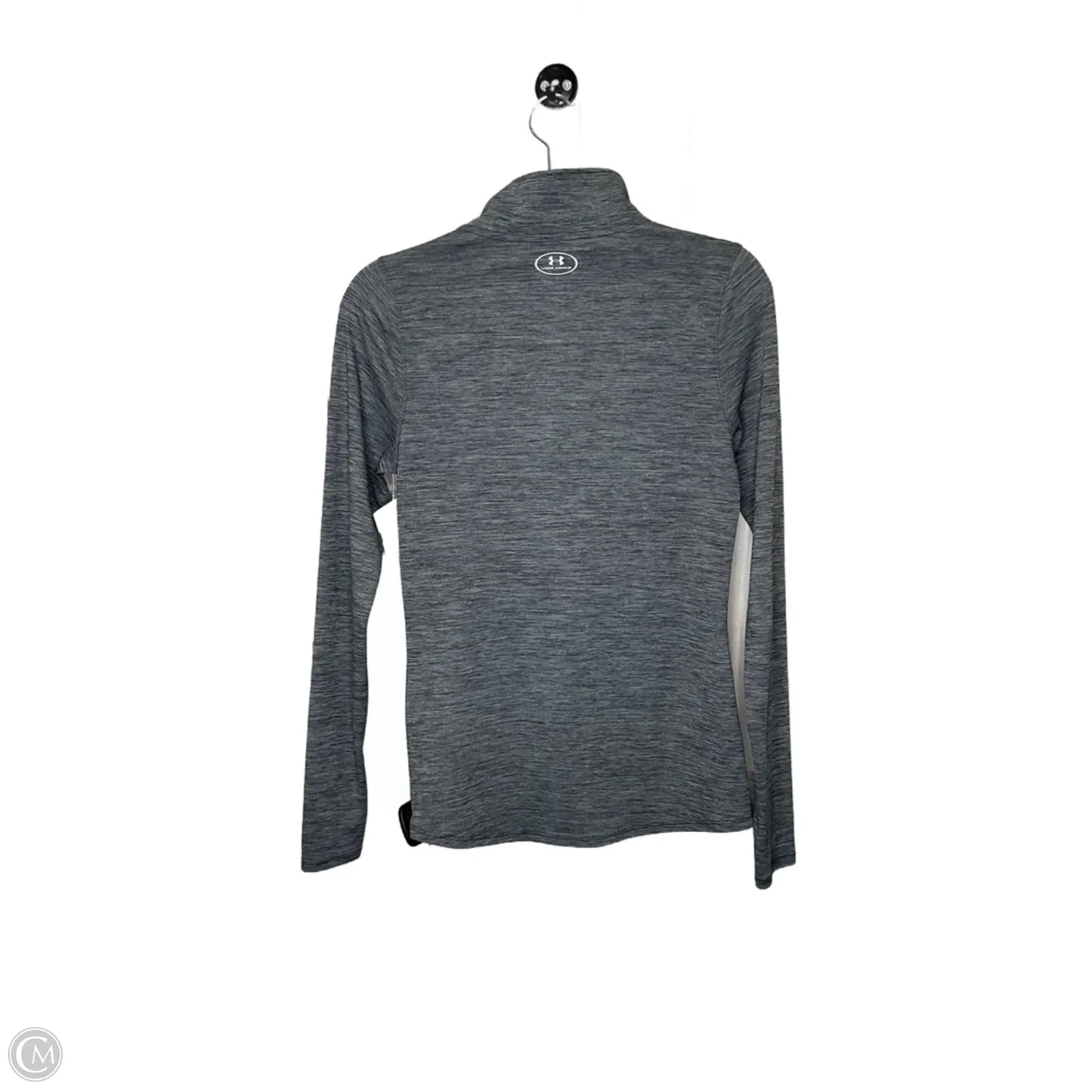 Athletic Top Long Sleeve Collar By Under Armour In Grey, Size: S