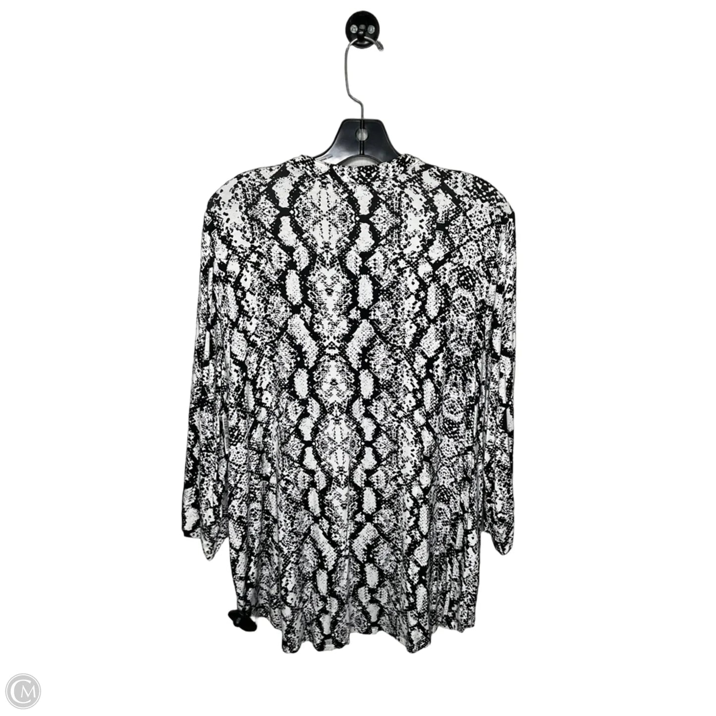 Top 3/4 Sleeve By Calvin Klein In Black & White, Size: Xl