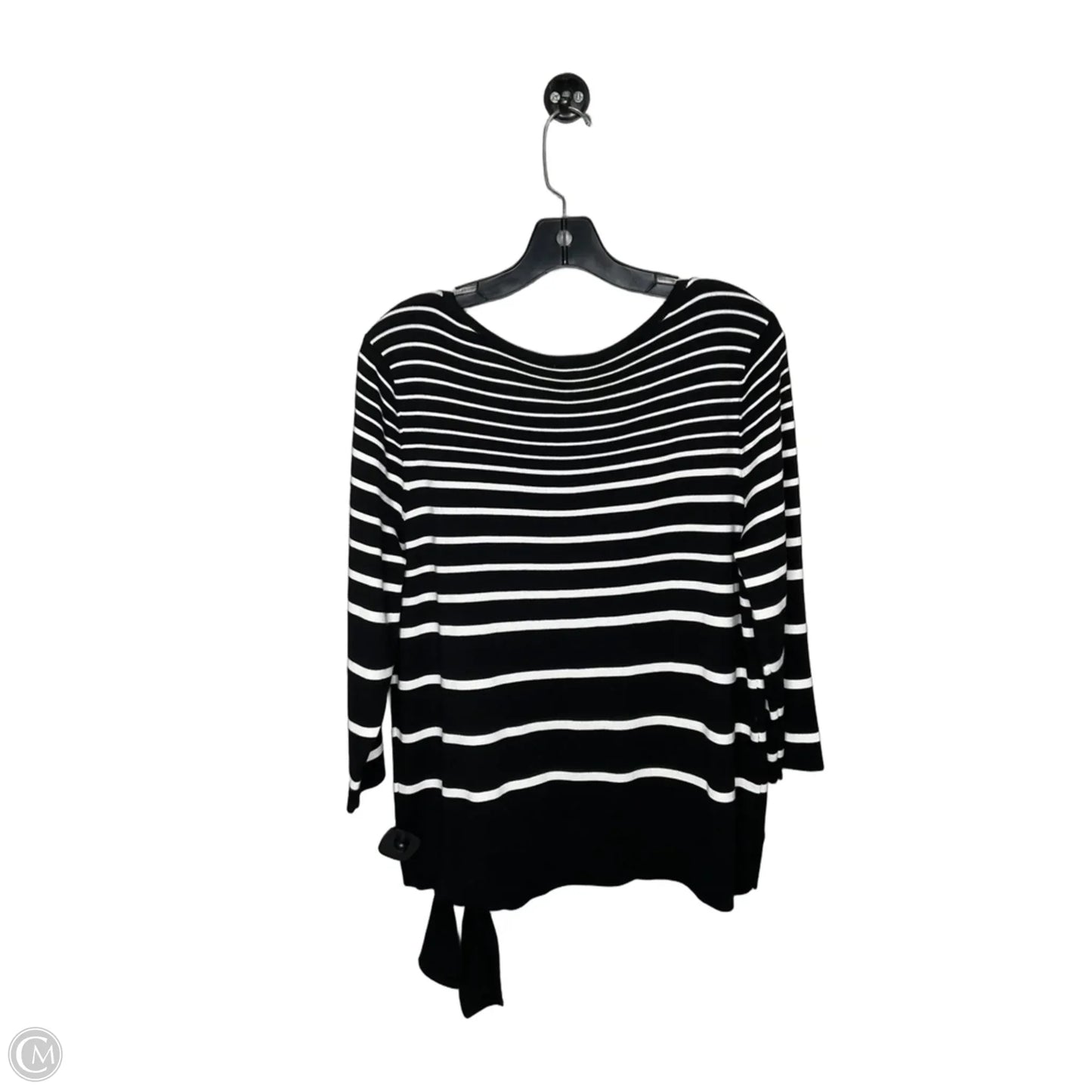 Top 3/4 Sleeve By Chicos In Black & White, Size: Xl