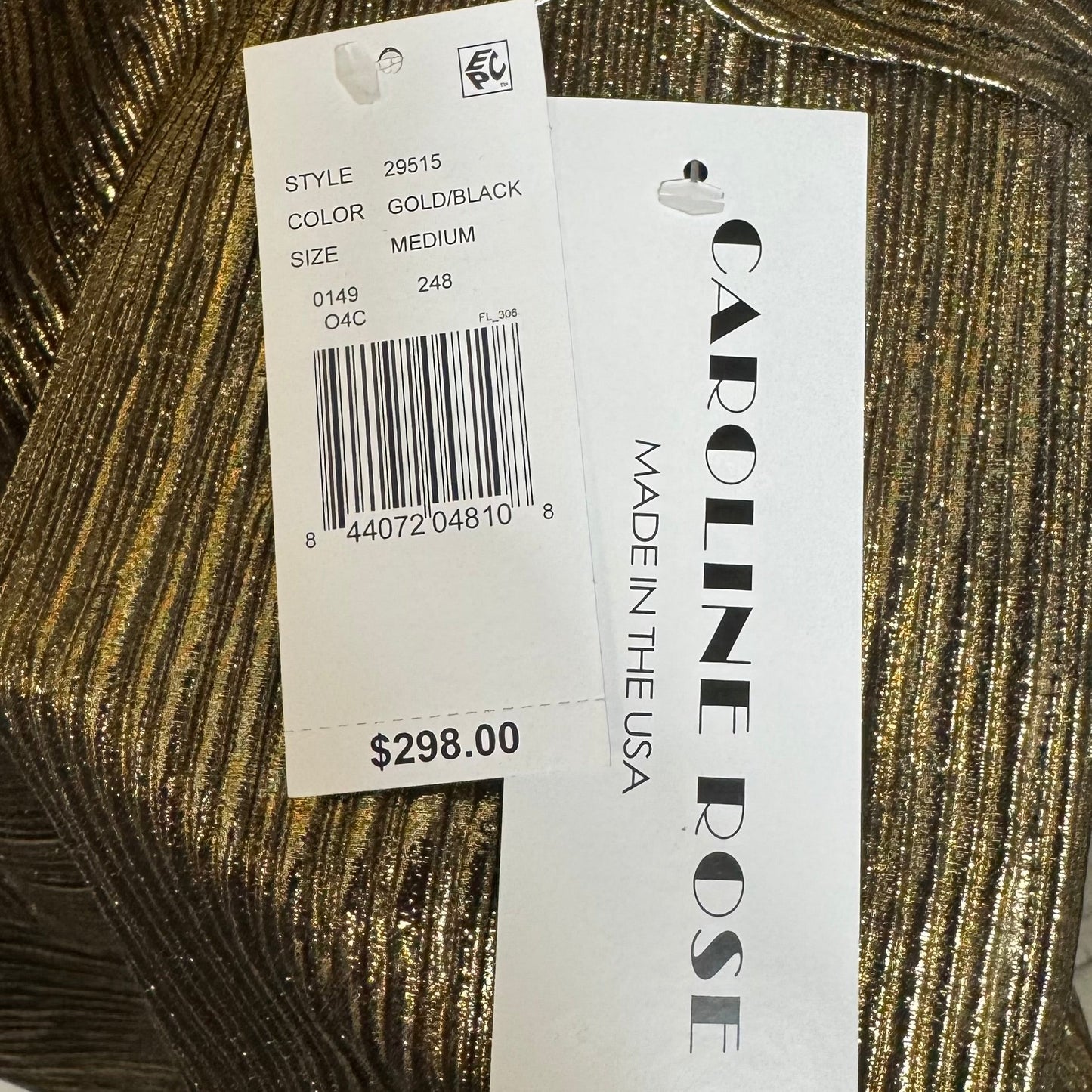 Metallic Plisse Caftan Top Sleeveless By Caroline Rose In Gold, Size: M