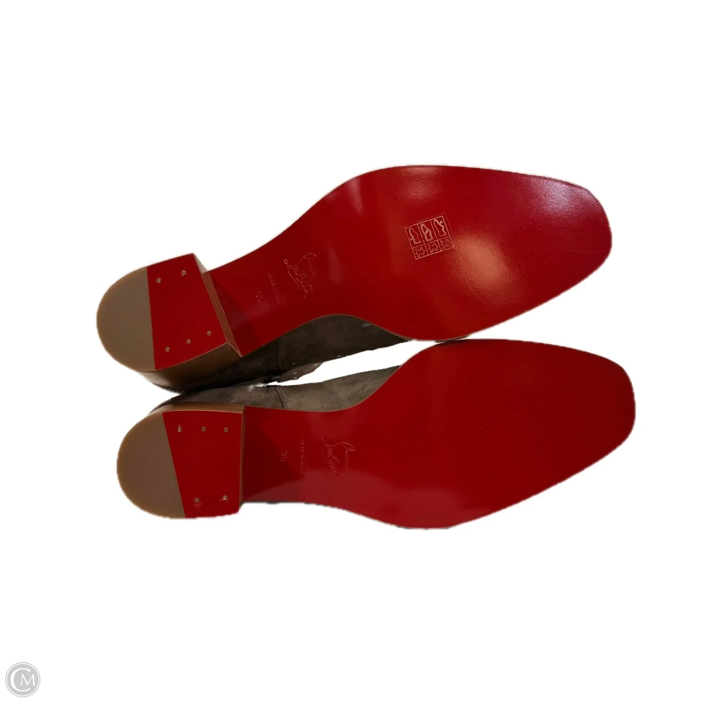 Boots Luxury Designer By Christian Louboutin In Tan, Size: 8.5