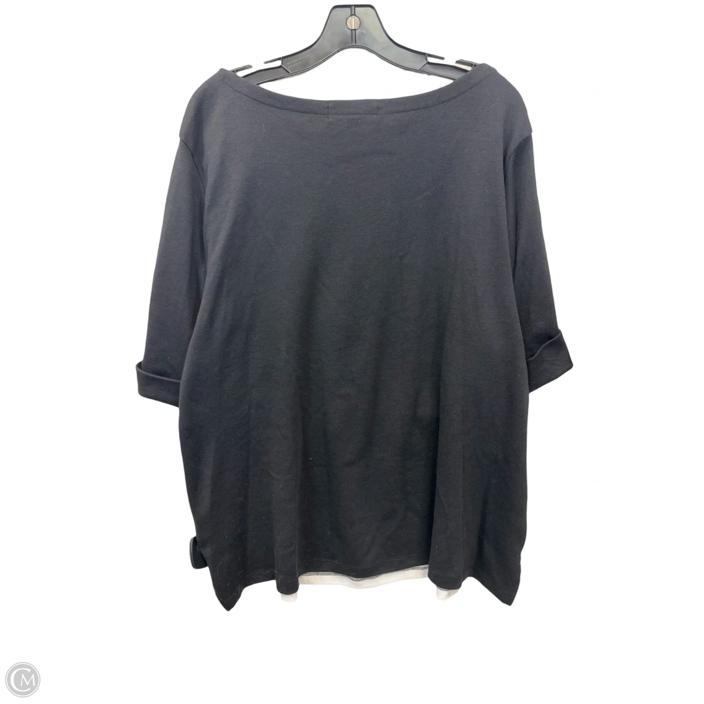 Top Short Sleeve By Karen Scott In Black & White, Size: 2x