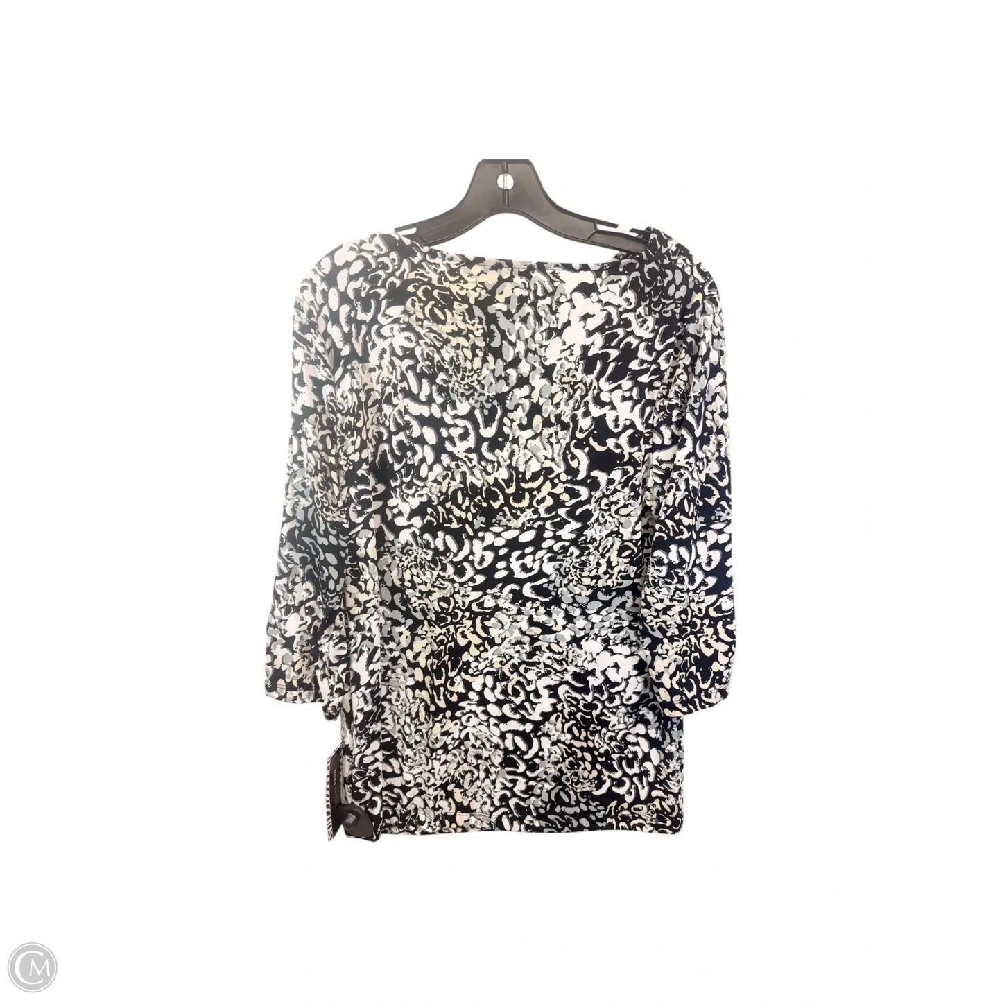 Top 3/4 Sleeve By Dana Buchman In Black & Tan, Size: M