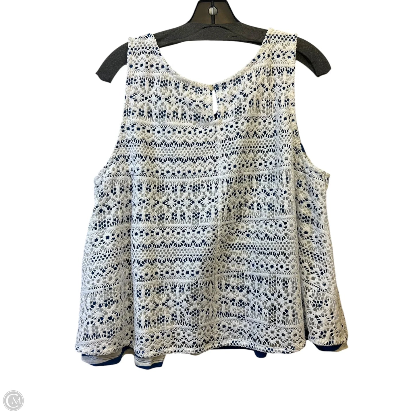 Top Sleeveless By Anthropologie In Blue & White, Size: L