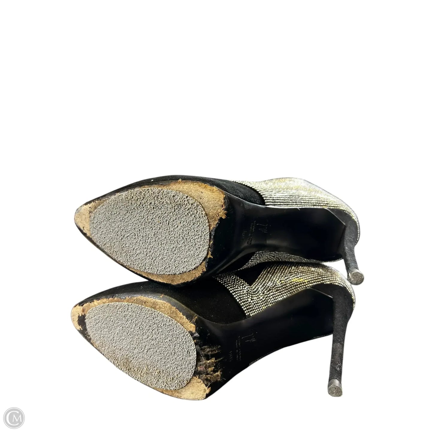 Boots Designer By Giuseppe Zanotti In Black & Silver, Size: 8.5