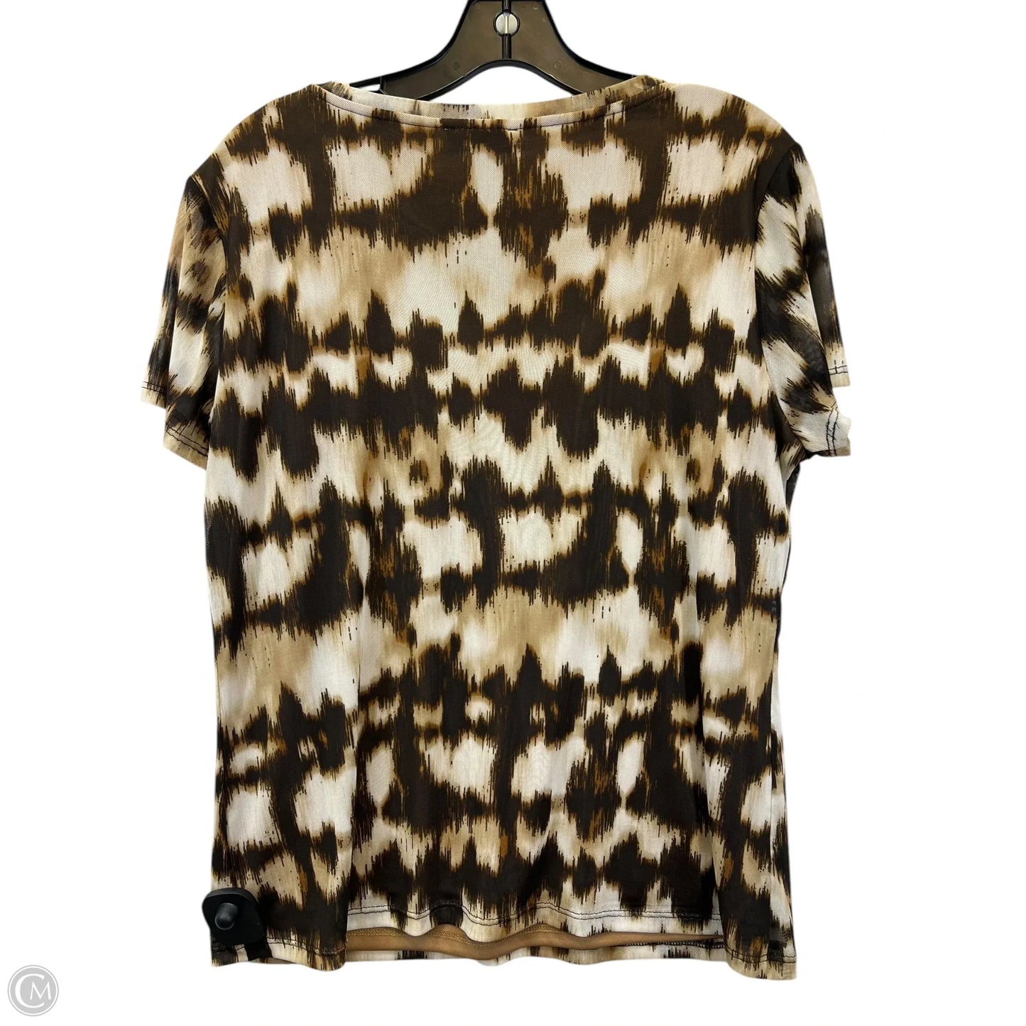 Top Short Sleeve By Calvin Klein In Brown & Cream, Size: L
