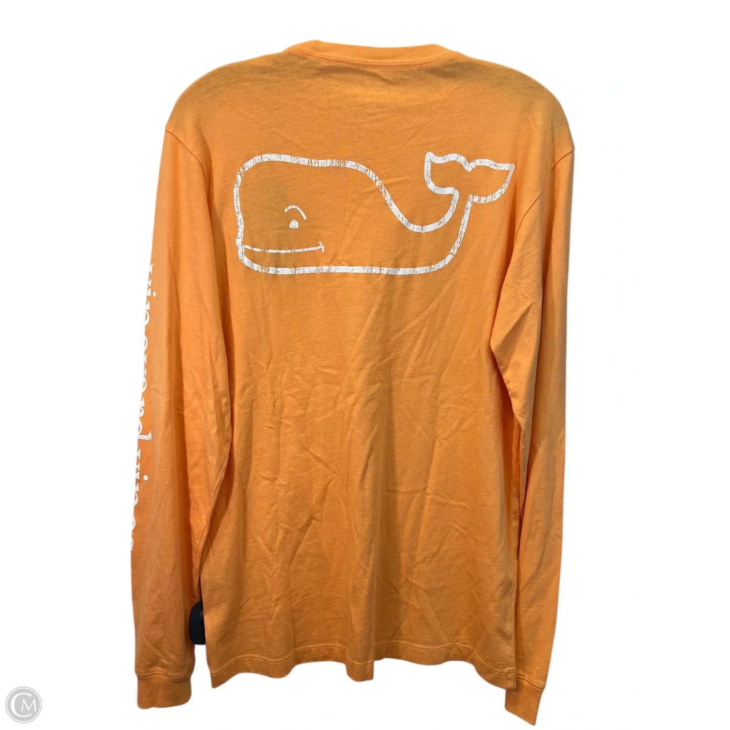 Top Long Sleeve Basic By Vineyard Vines In Orange & White, Size: Xs