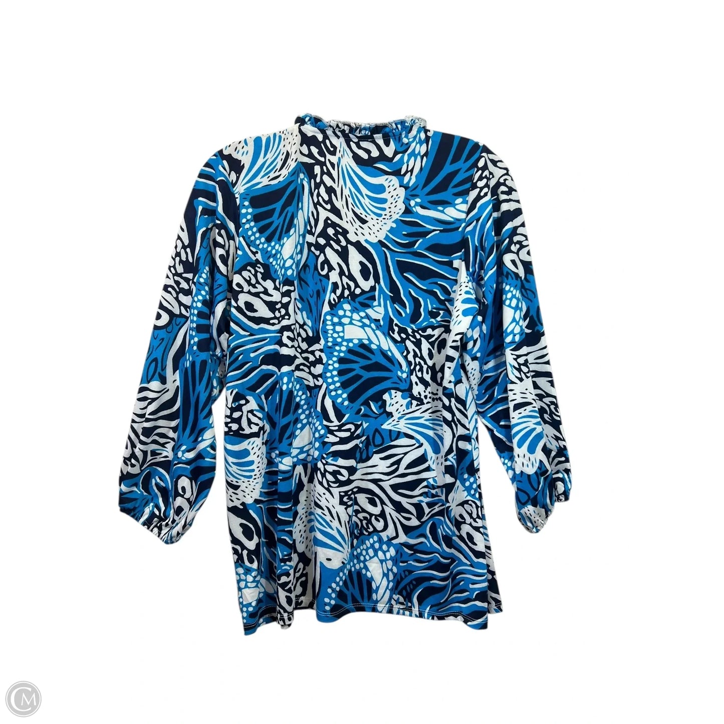 Top Long Sleeve By Sunny Leigh In Blue & White, Size: M