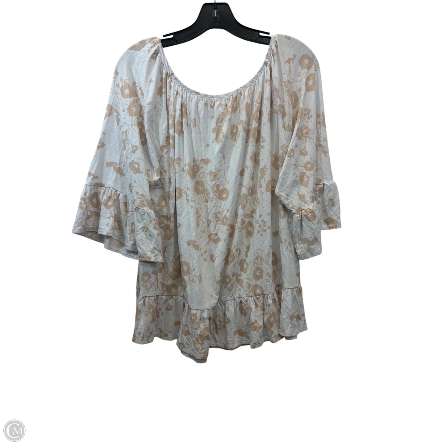 Top 3/4 Sleeve By Style And Company In Tan & White, Size: Xl
