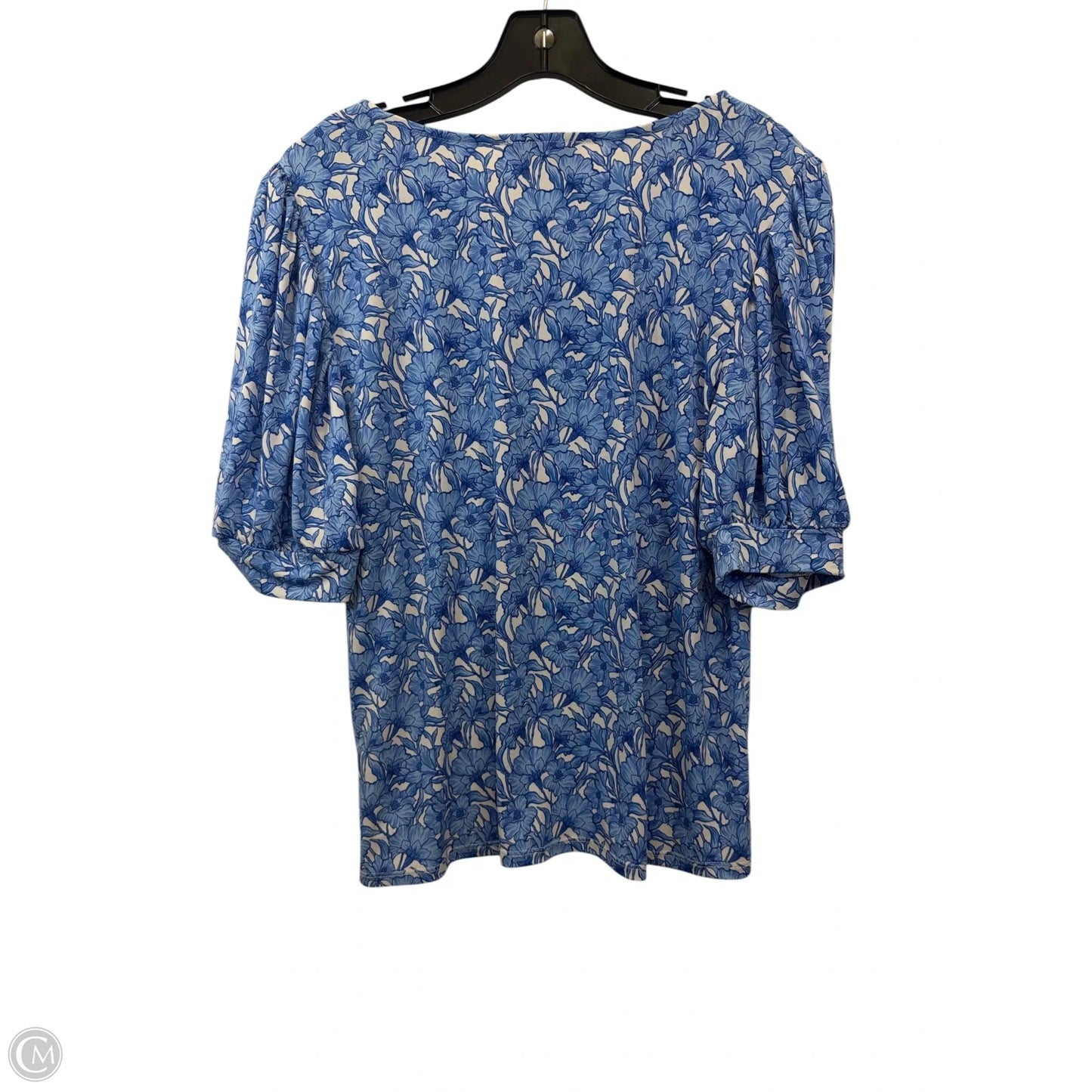 Top Short Sleeve Basic By Cece In Blue & White, Size: L