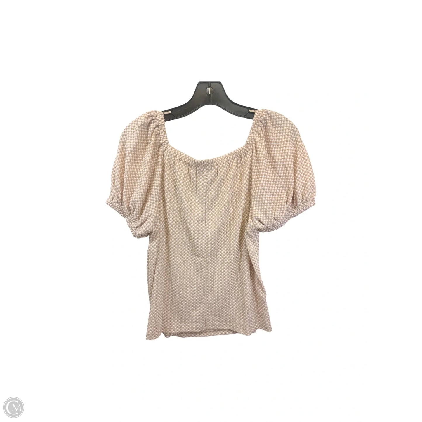 Top Short Sleeve By Loft In Tan & White, Size: M