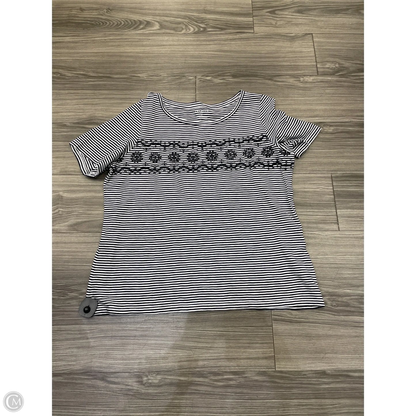 Top Short Sleeve By Talbots In Blue & White, Size: 1x