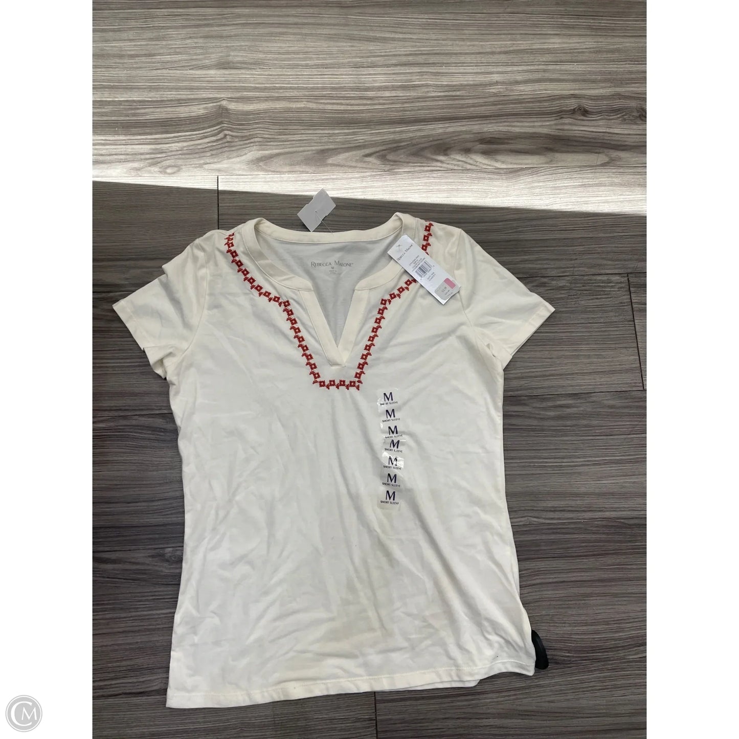 Top Short Sleeve By Rebecca Malone In Cream, Size: M
