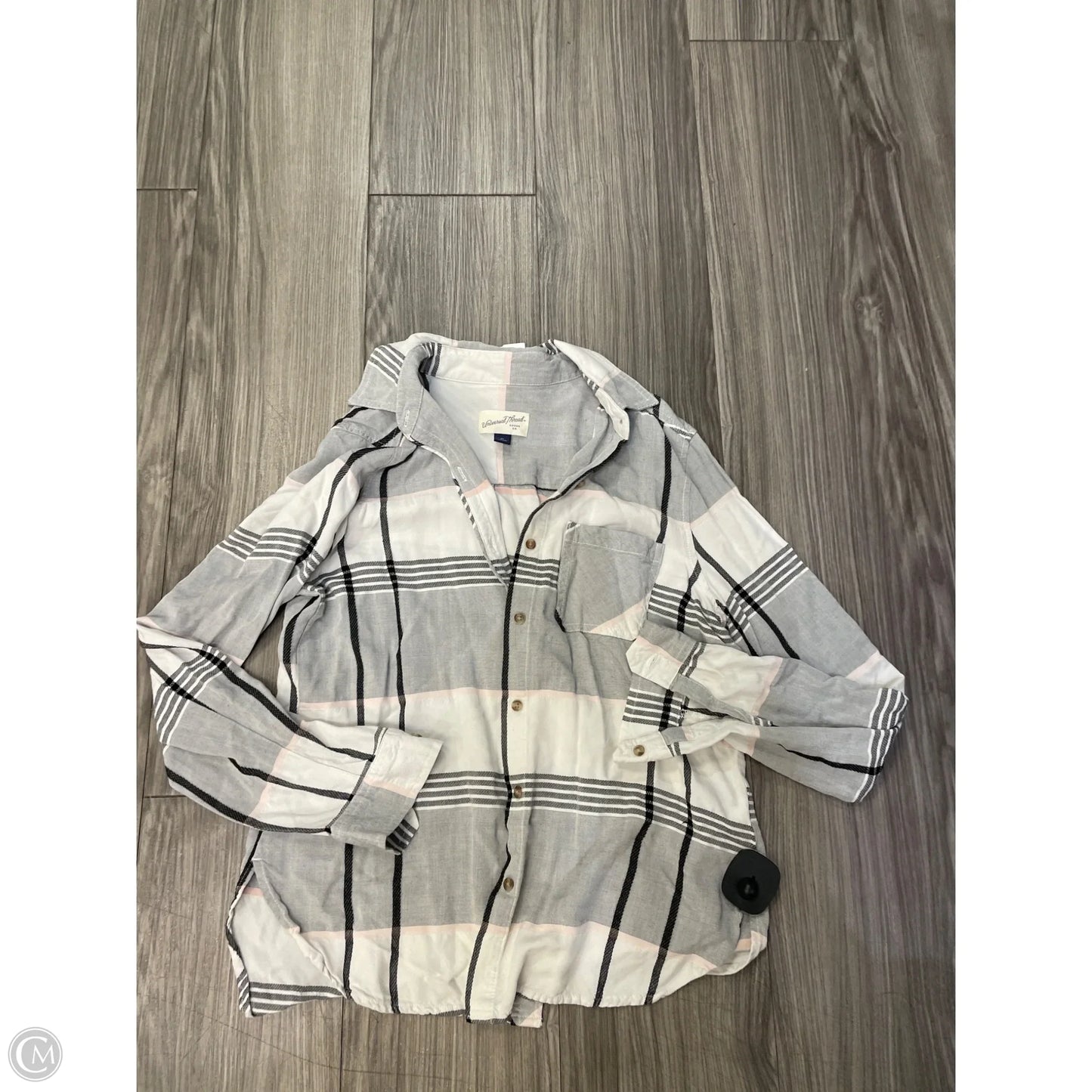 Top Long Sleeve By Universal Thread In Plaid Pattern, Size: Xs