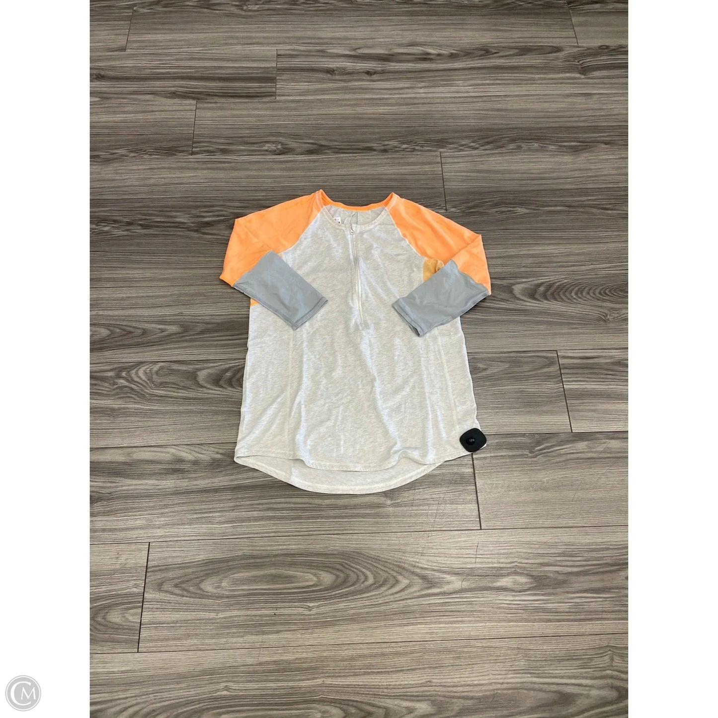 Athletic Top Long Sleeve Collar By Lululemon In Grey & Orange, Size: 8