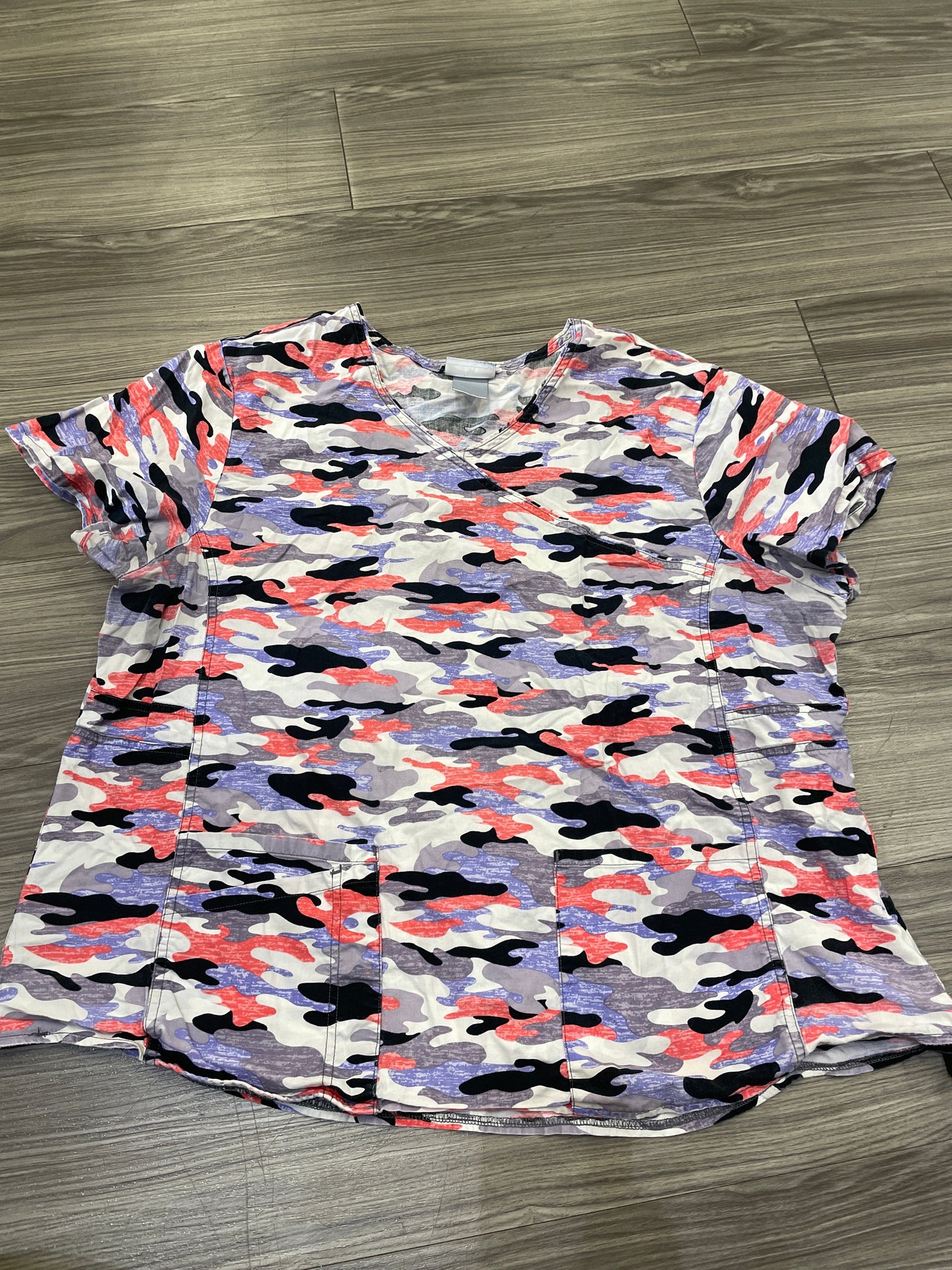 Camouflage Print Top Short Sleeve Clothes Mentor, Size Xxl