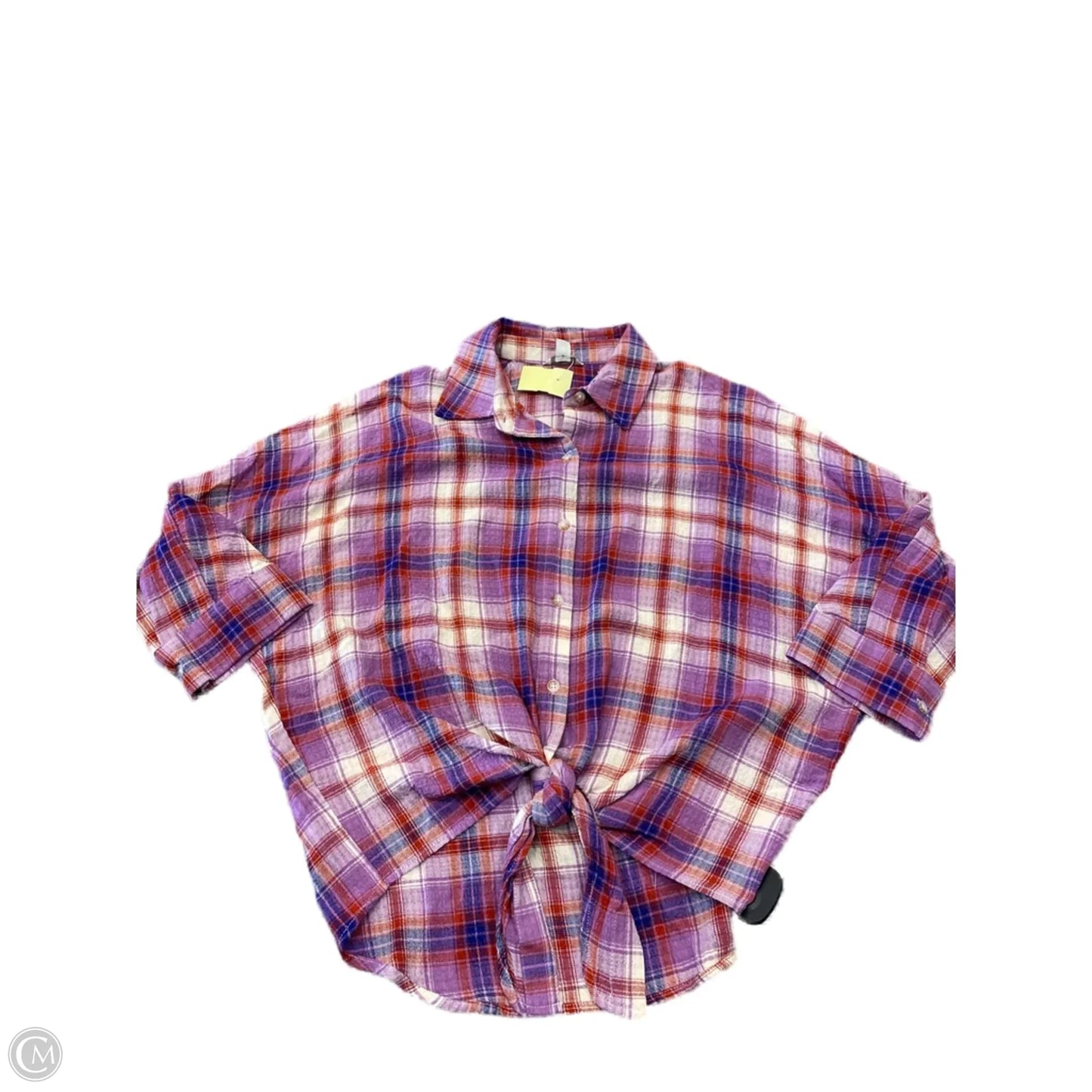 Top Long Sleeve By Cato In Plaid Pattern, Size: Xs