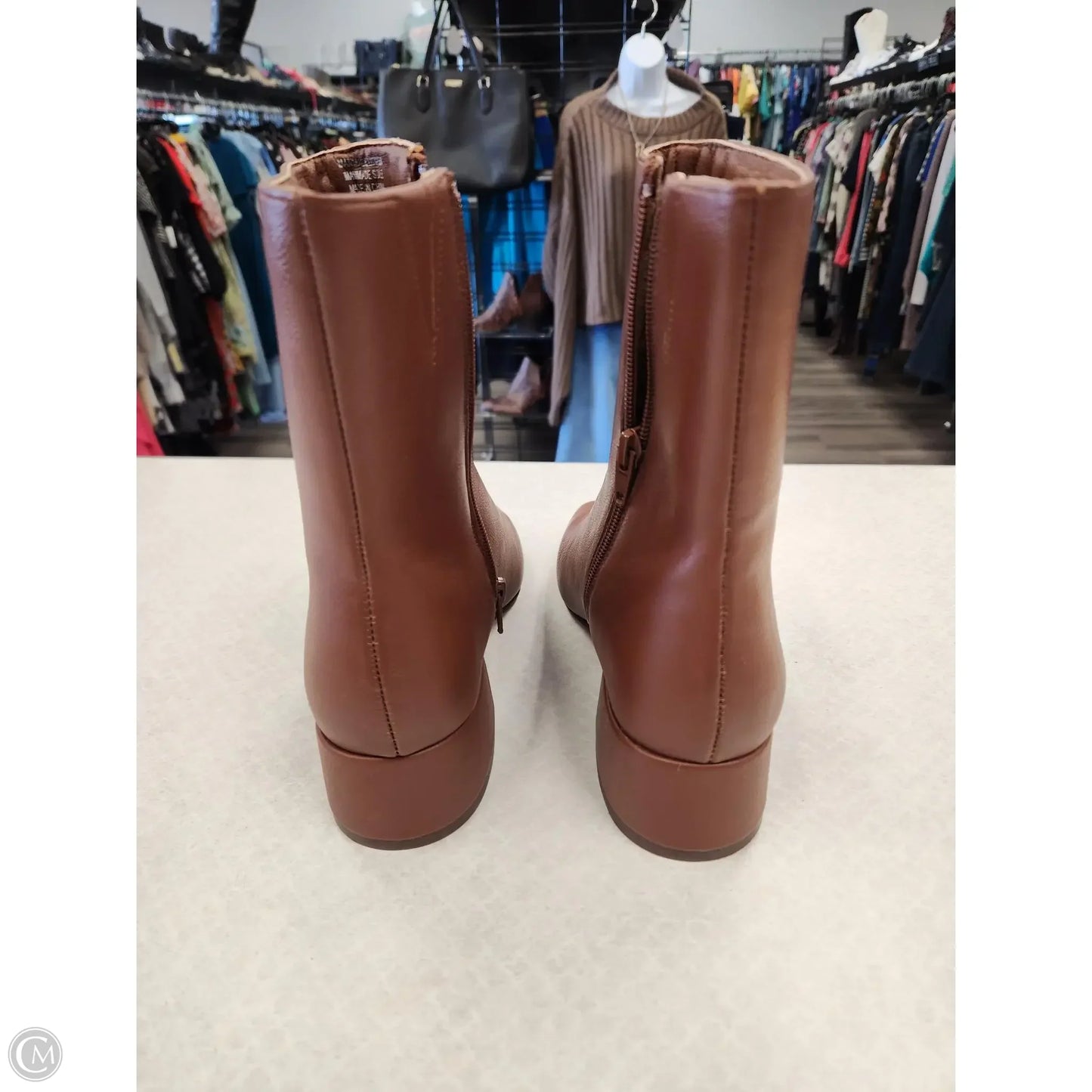 Boots Ankle Heels By Loft In Brown, Size: 5.5