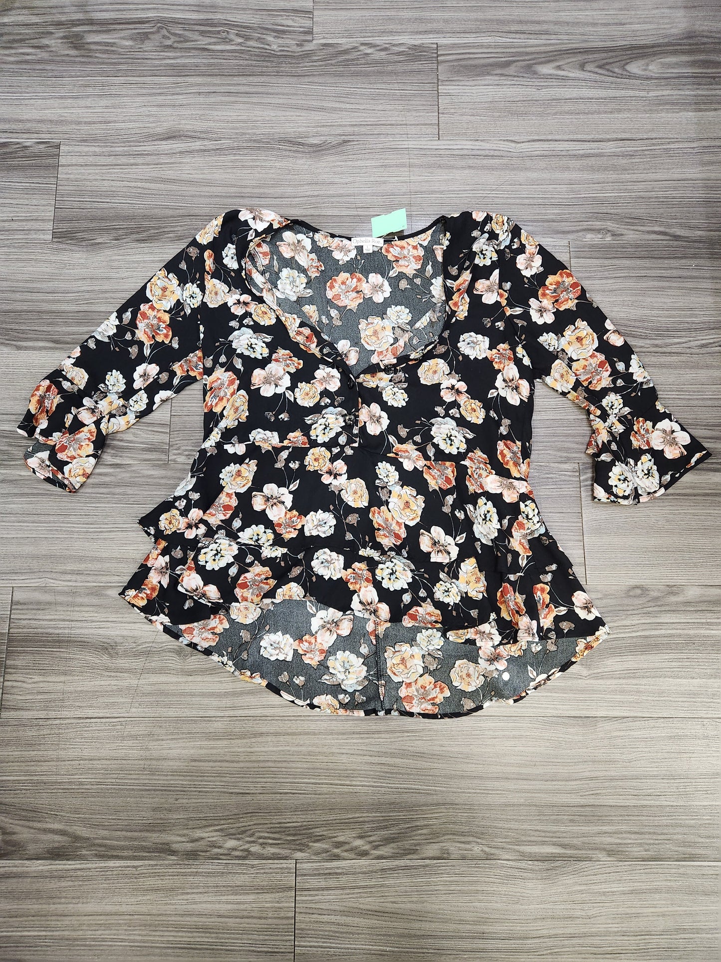 Top Long Sleeve By Ophelia Roe In Floral Print, Size: L