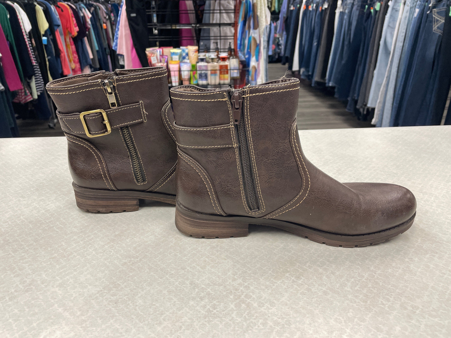 Boots Ankle Flats By Natural Soul In Brown, Size: 8