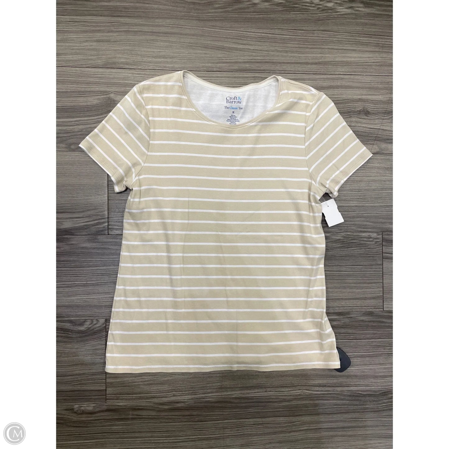 Top Short Sleeve By Croft And Barrow In Striped Pattern, Size: M