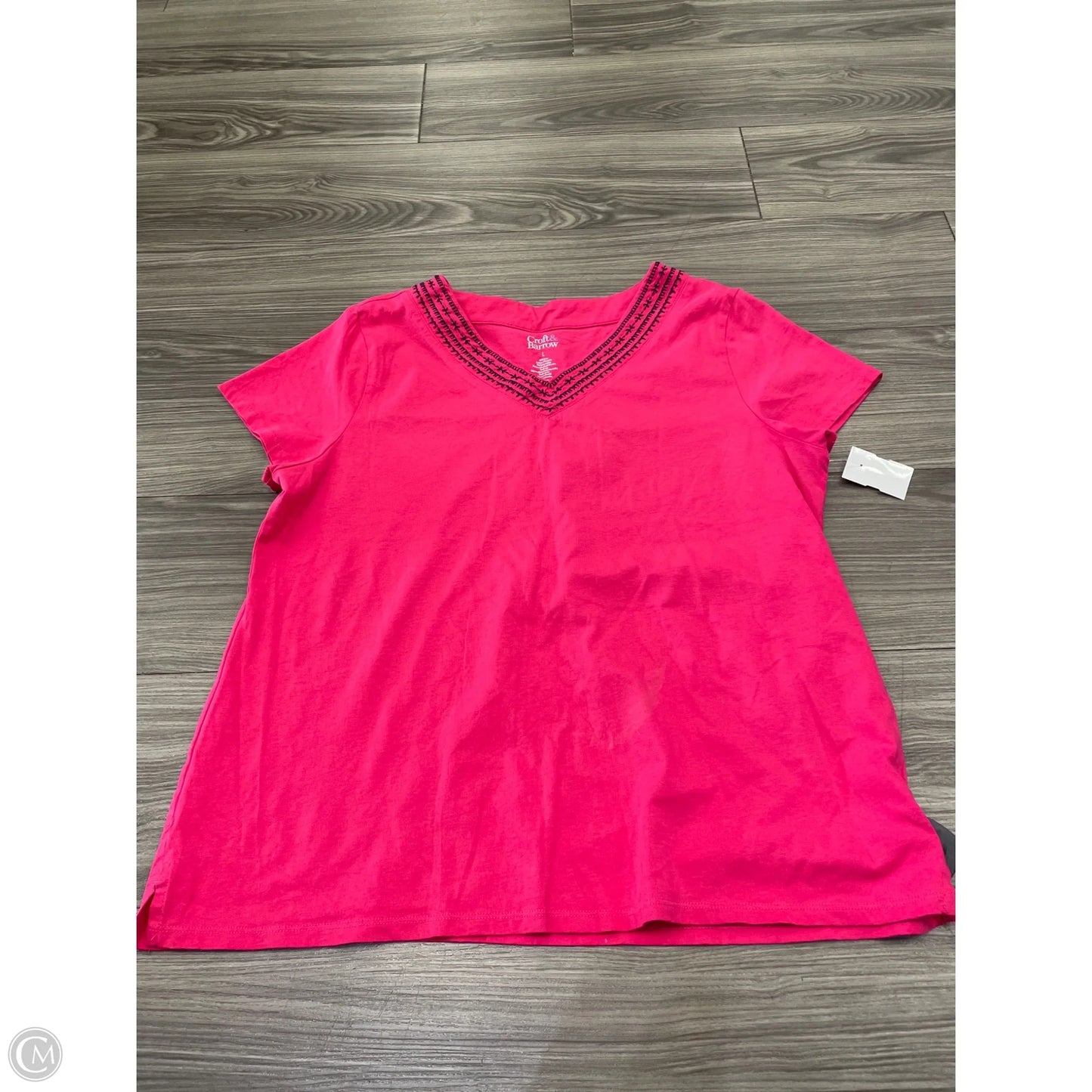 Top Short Sleeve By Croft And Barrow In Pink, Size: L